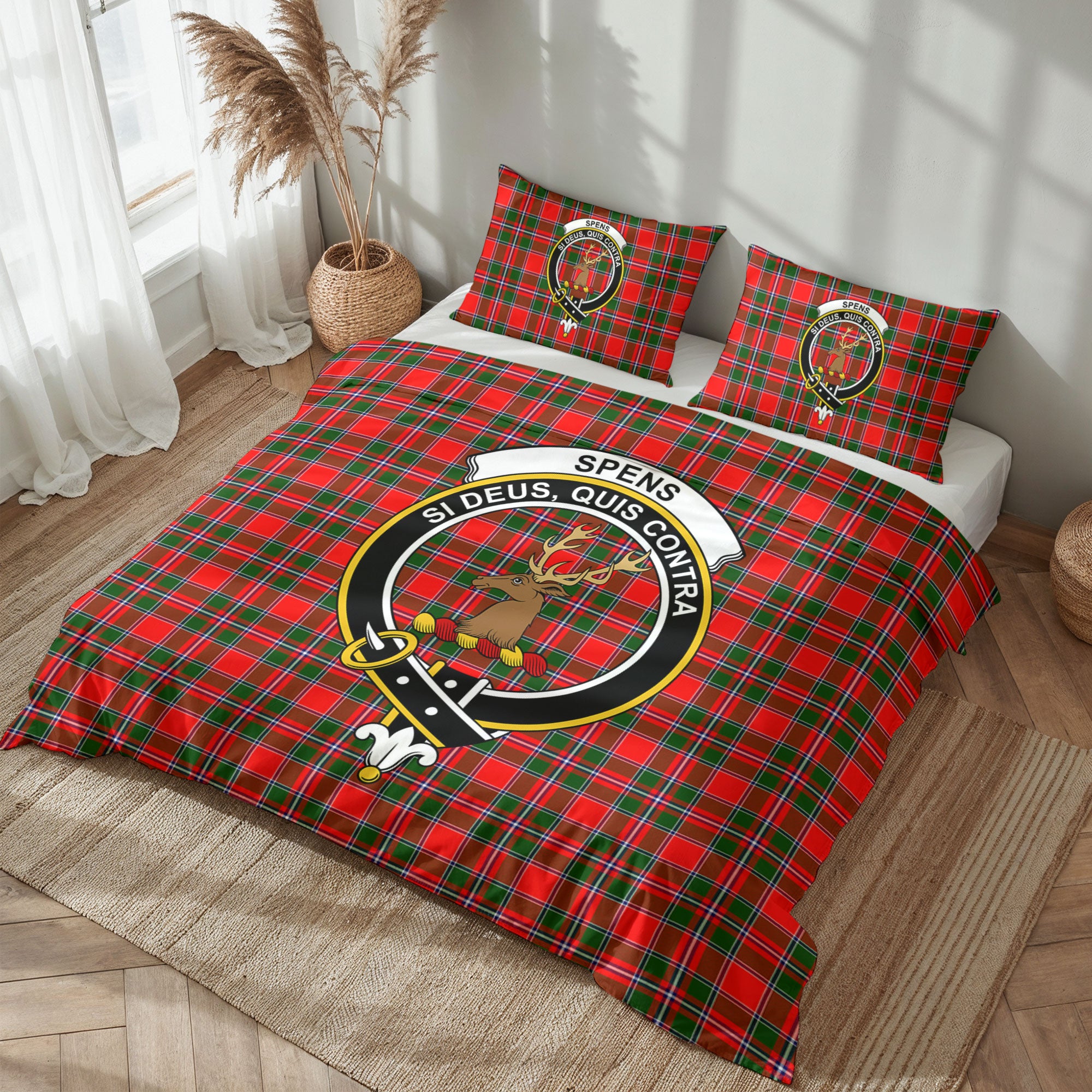 Spens (or Spence) Tartan Crest Bedding Set