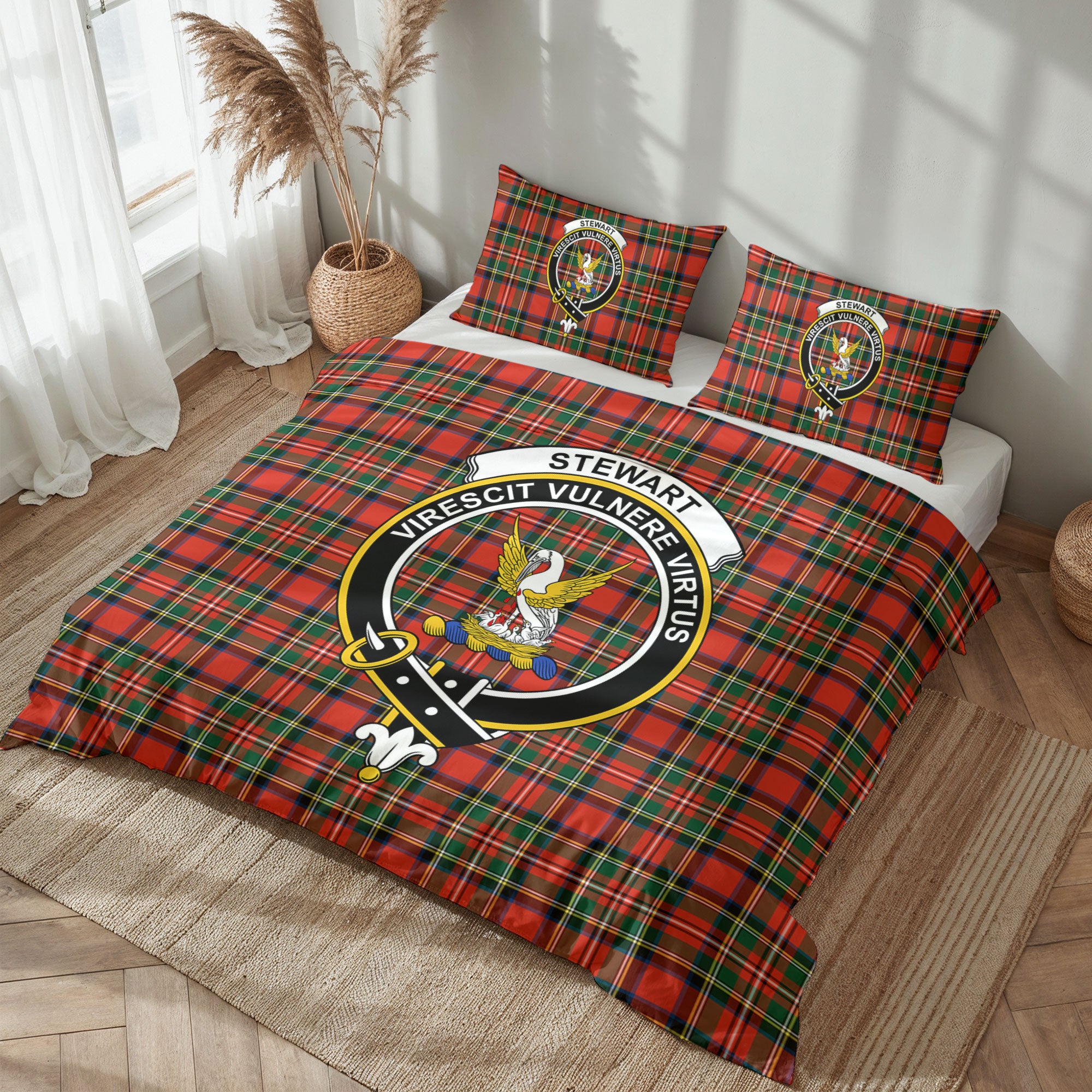 Stewart Royal Modern Tartan Crest Bedding Set
