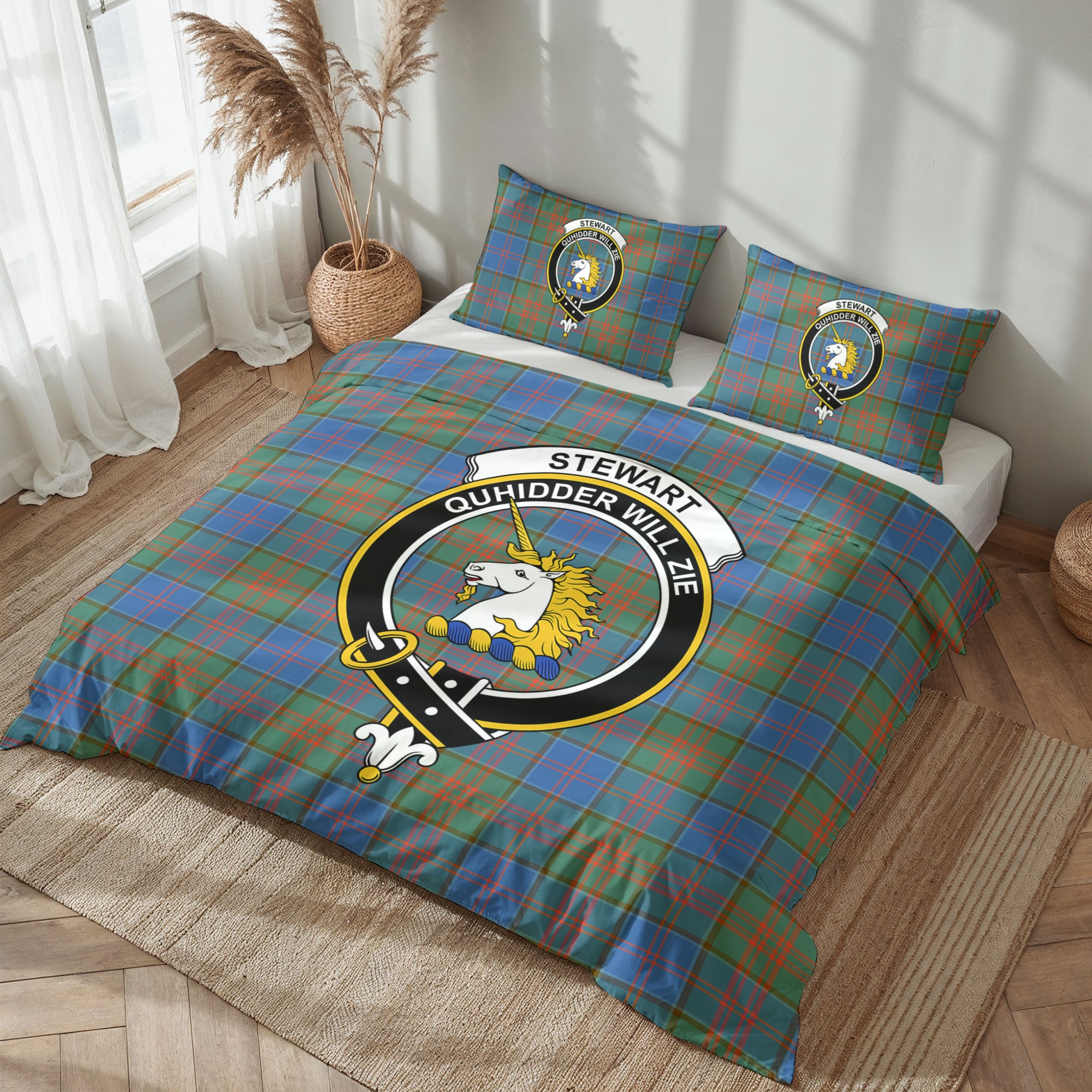 Stewart of Appin Hunting Ancient Tartan Crest Bedding Set