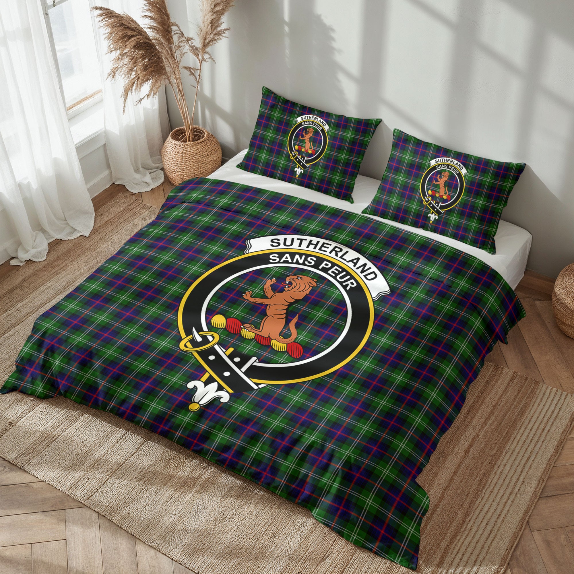 Sutherland Modern Tartan Crest Bedding Set