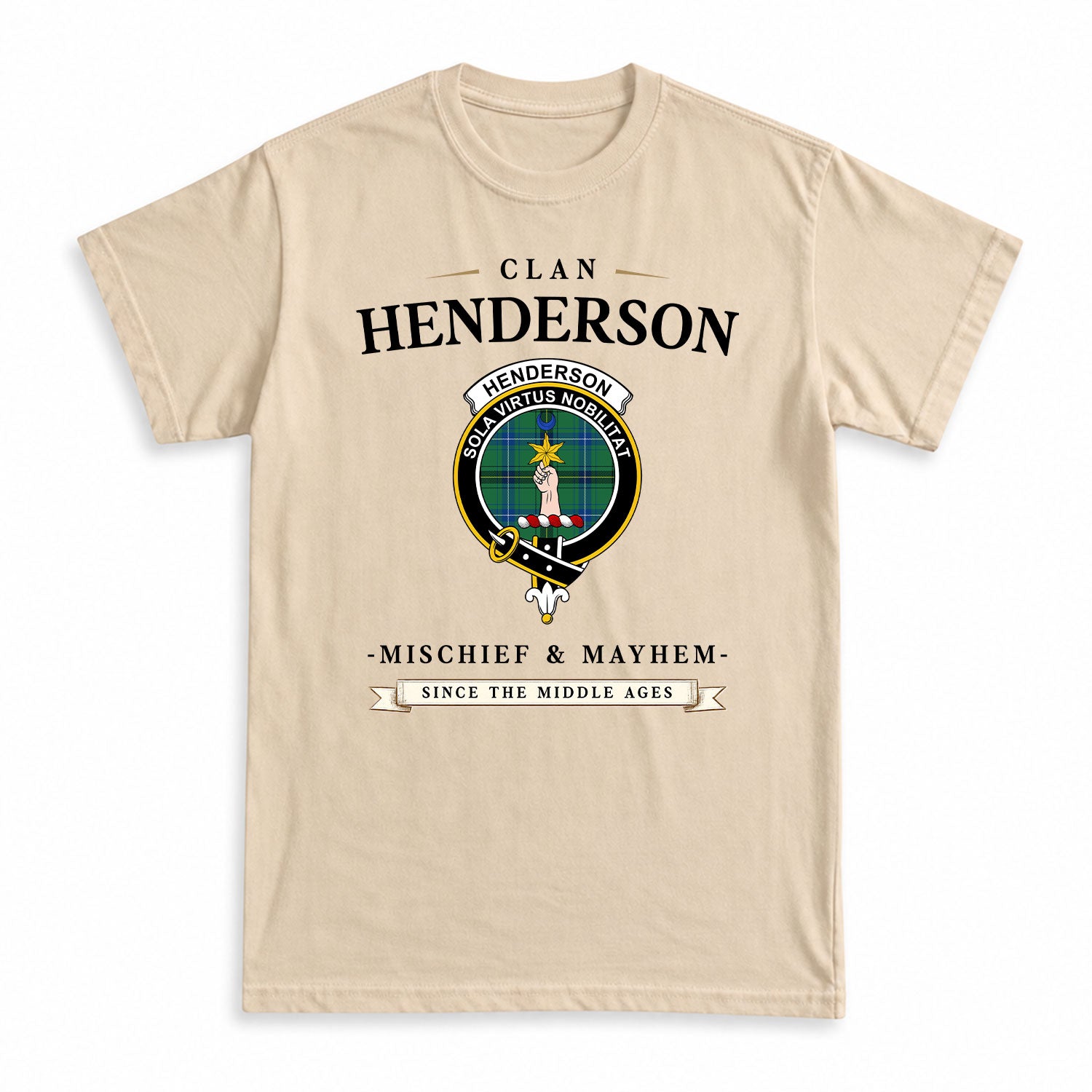 Henderson Ancient Tartan Crest Mischief and Mayhem T-shirt