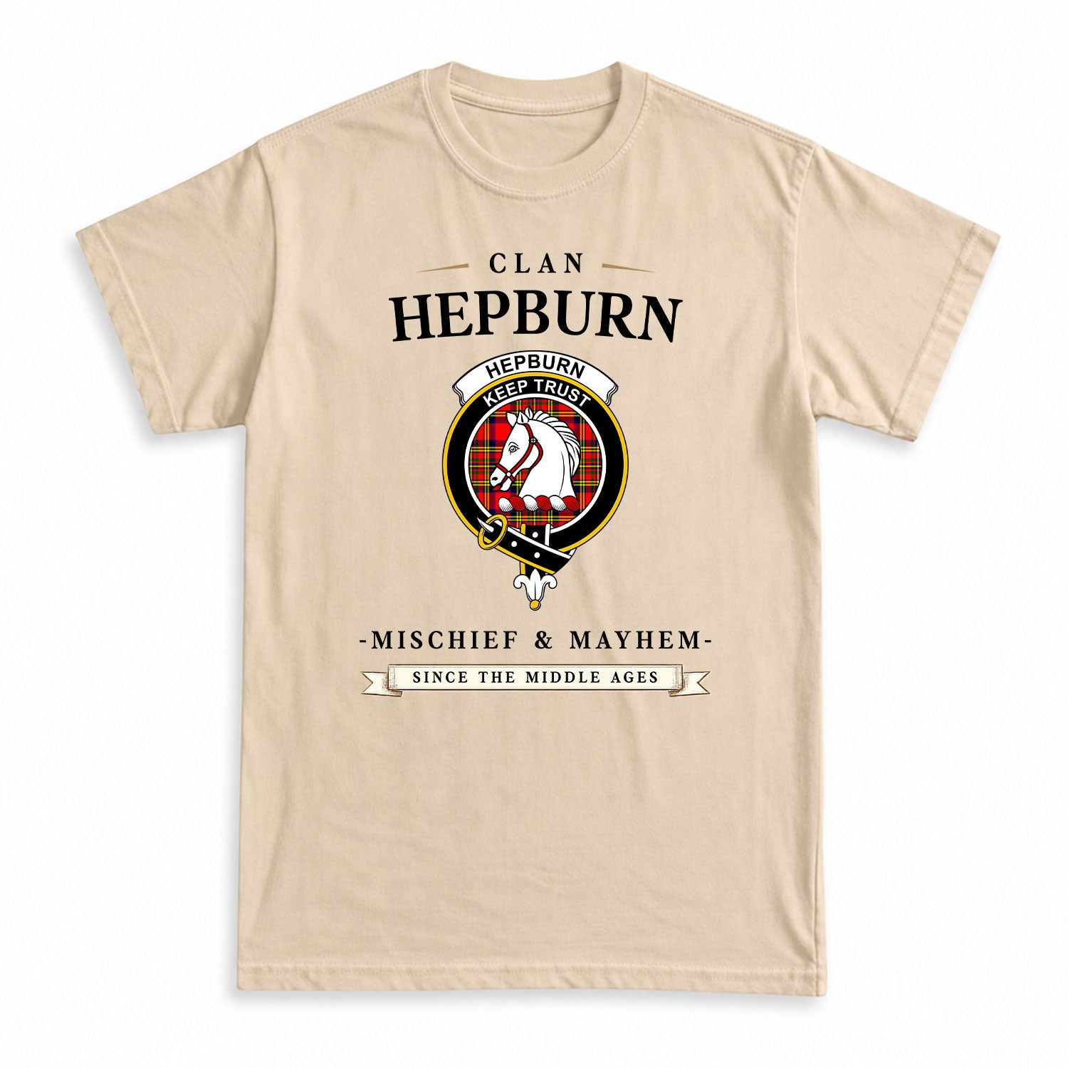 Hepburn Tartan Crest Mischief and Mayhem T-shirt