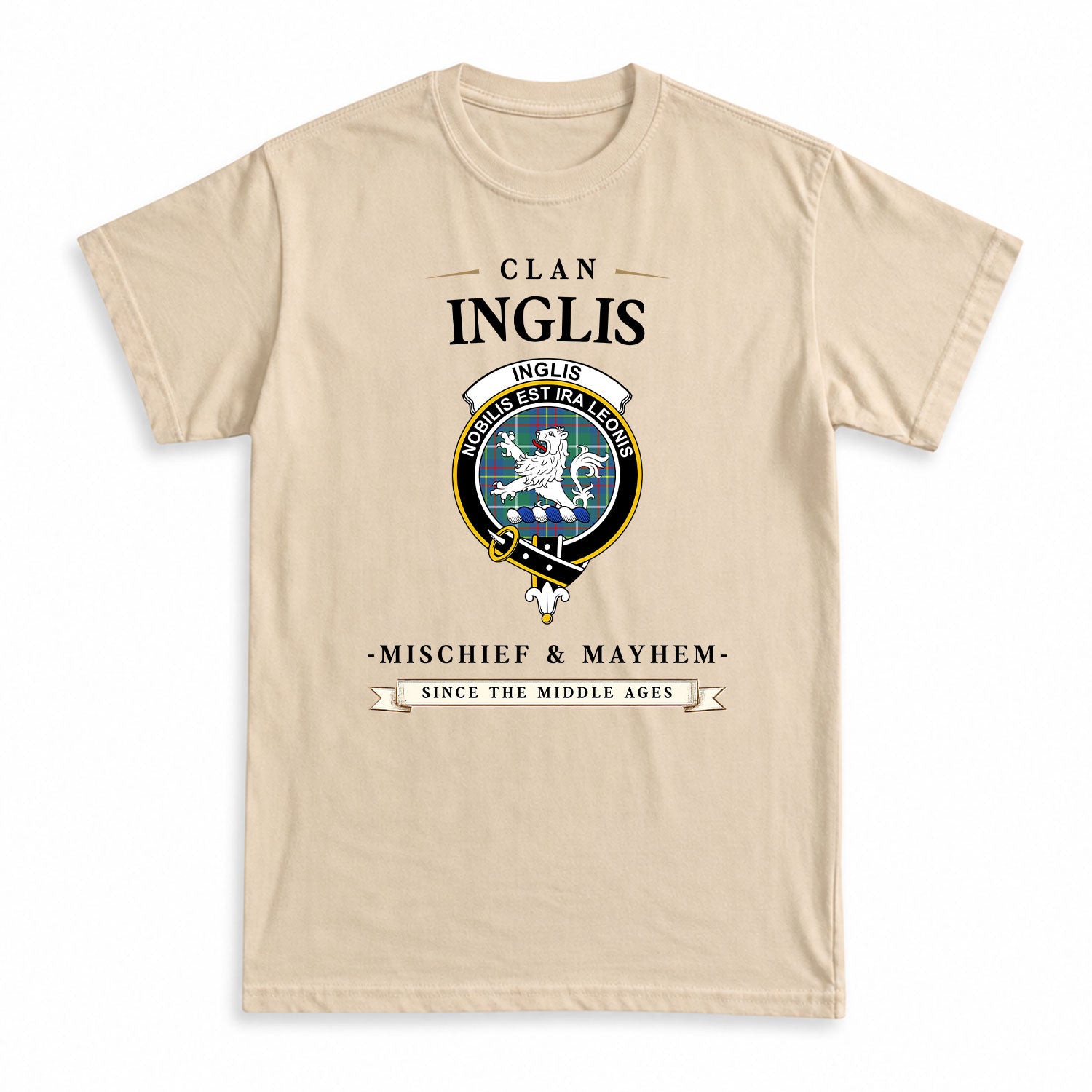Inglis Ancient Tartan Crest Mischief and Mayhem T-shirt