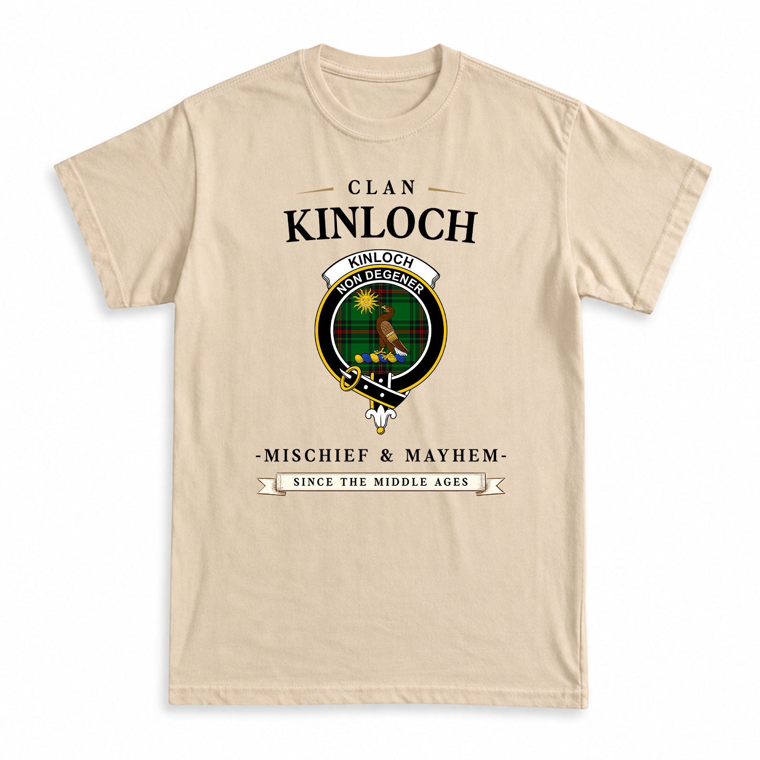 Kinloch Tartan Crest Mischief and Mayhem T-shirt