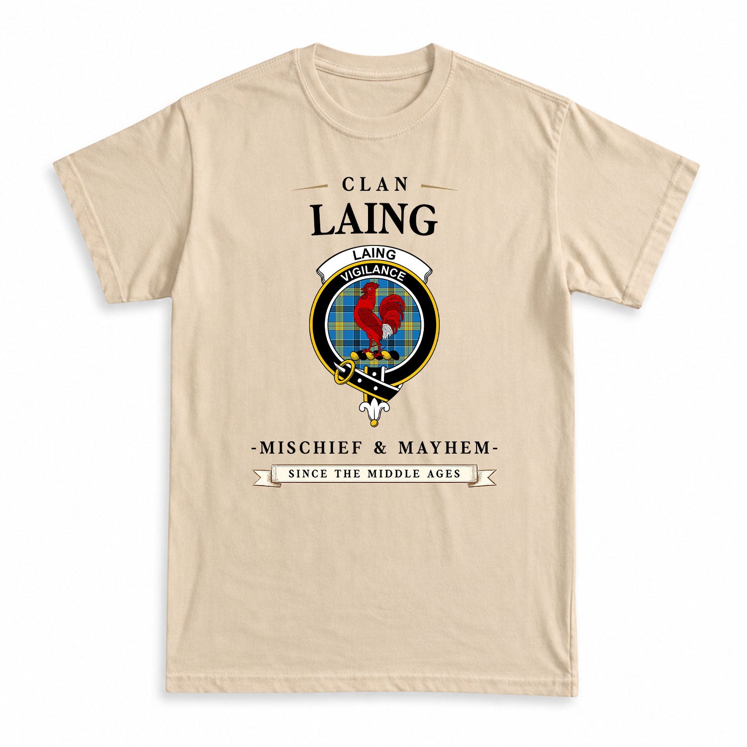 Laing Tartan Crest Mischief and Mayhem T-shirt
