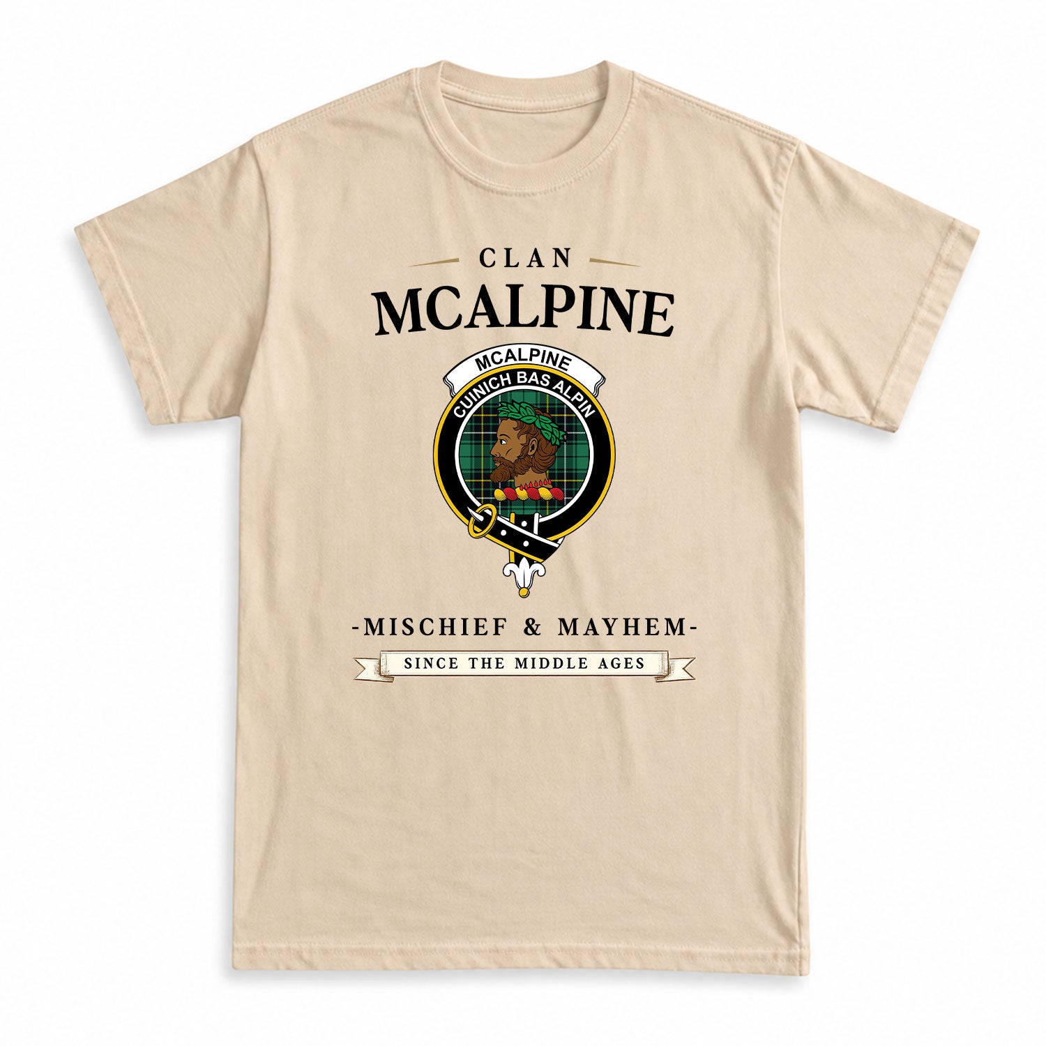 McAlpine Ancient Tartan Crest Mischief and Mayhem T-shirt
