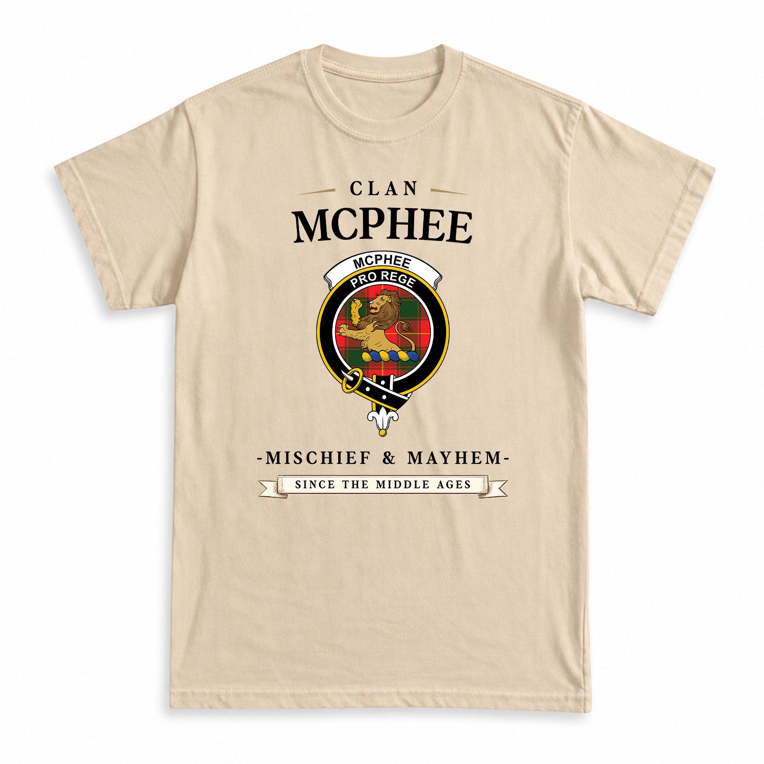 McPhee Tartan Crest Mischief and Mayhem T-shirt
