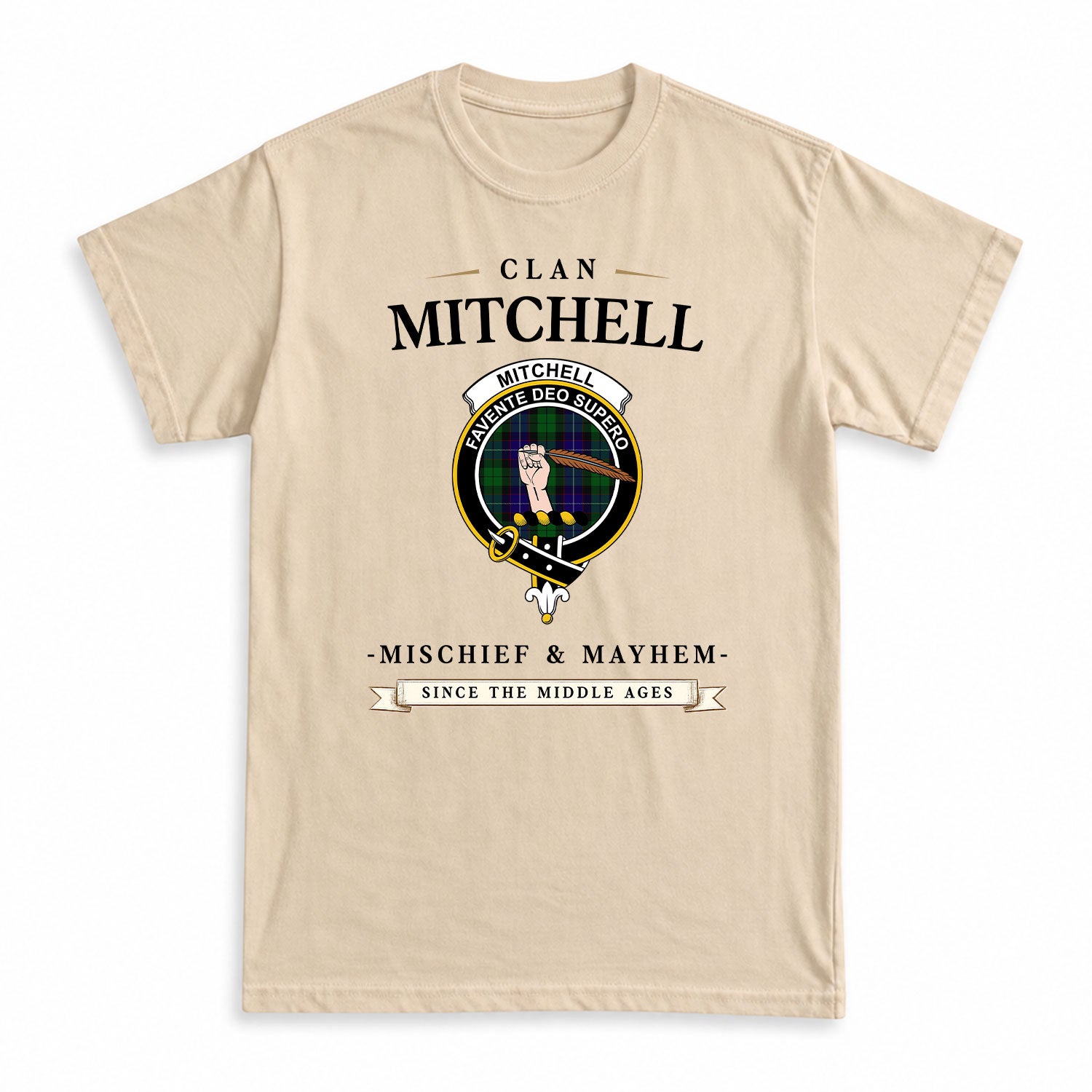 Mitchell Tartan Crest Mischief and Mayhem T-shirt