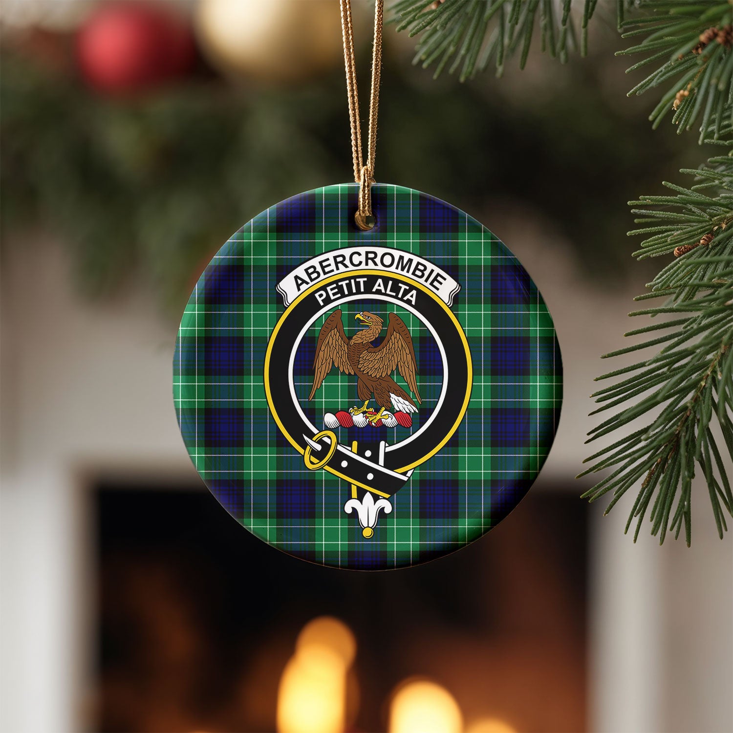 Abercrombie Tartan Crest Christmas Ceramic Ornament
