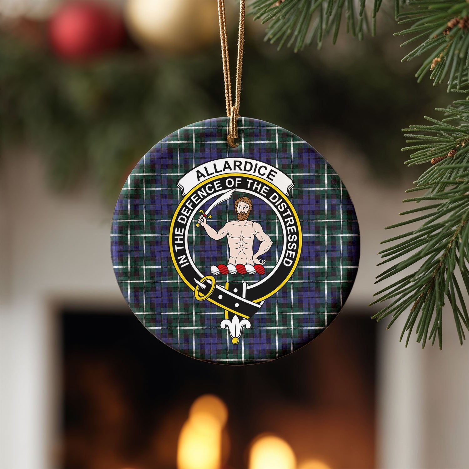 Allardice Tartan Crest Christmas Ceramic Ornament
