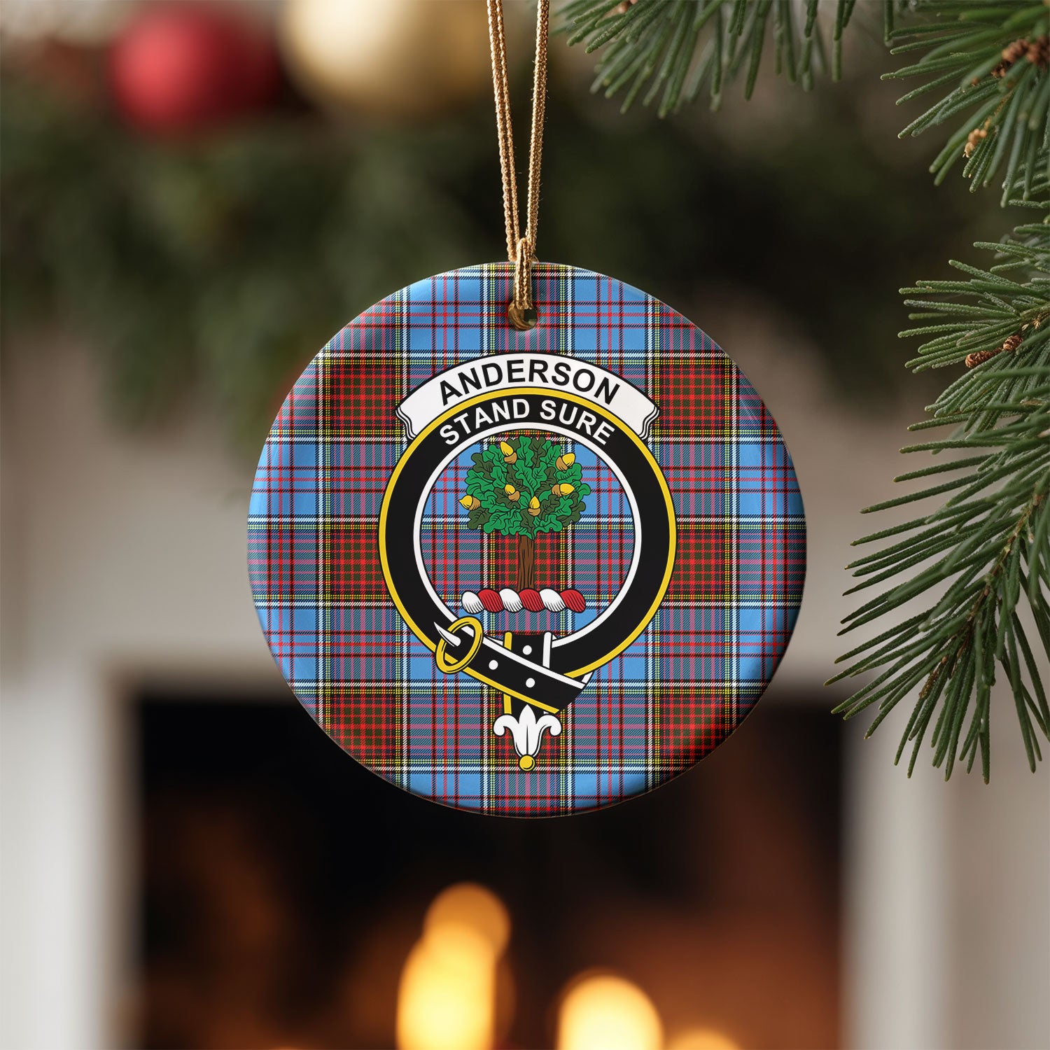 Anderson Modern Tartan Crest Christmas Ceramic Ornament