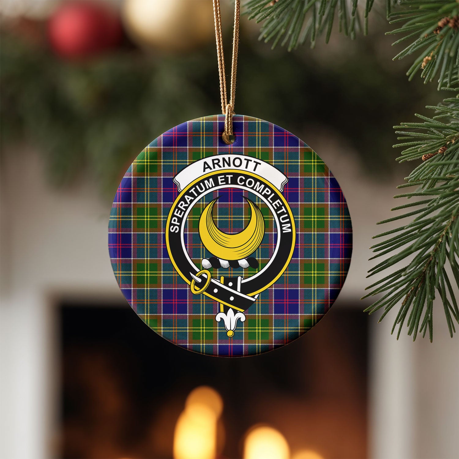 Arnott Tartan Crest Christmas Ceramic Ornament