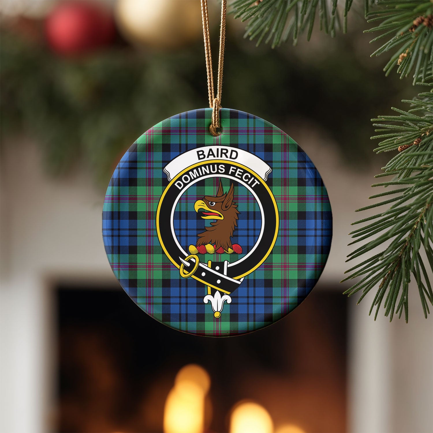 Baird Ancient Tartan Crest Christmas Ceramic Ornament
