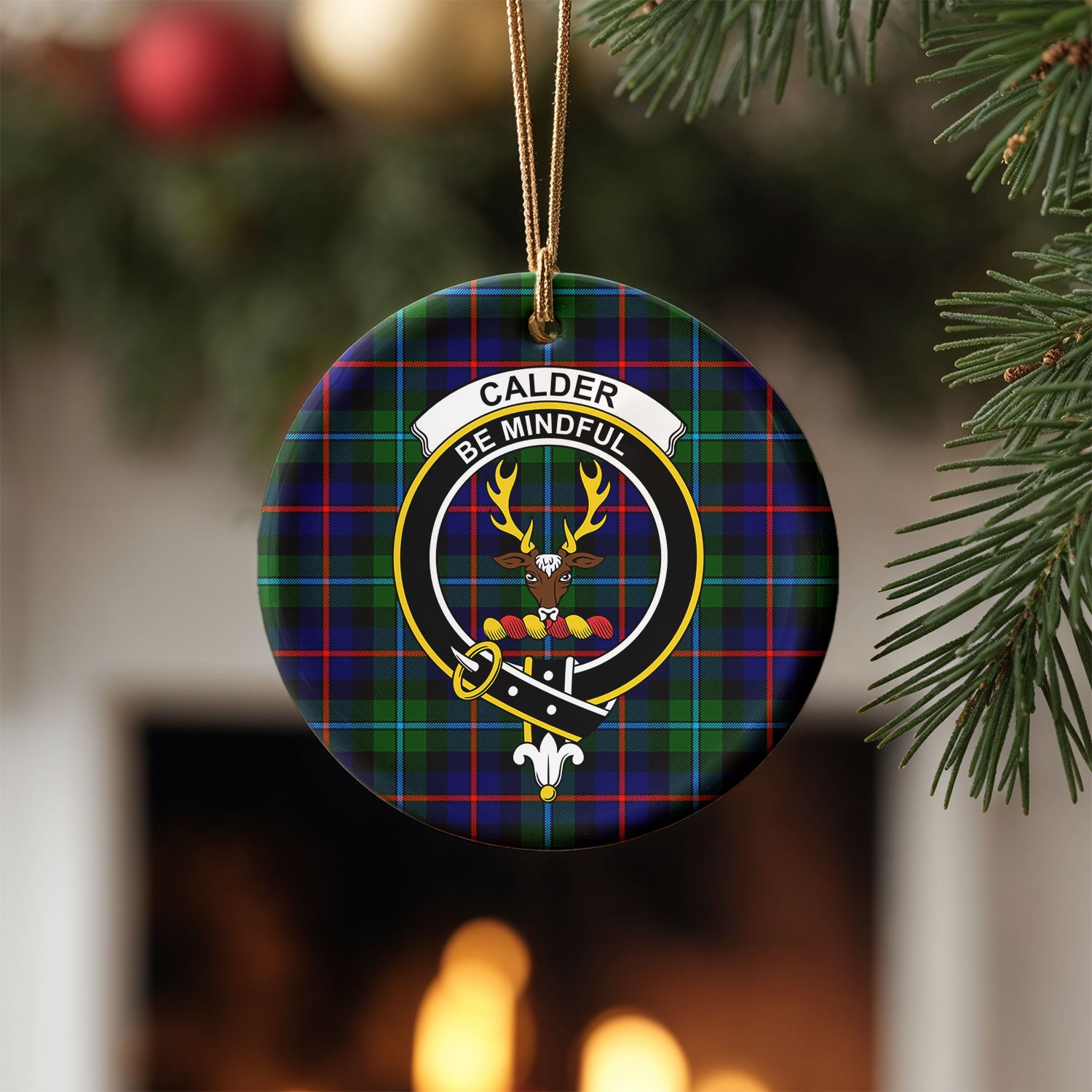 Calder Tartan Crest Christmas Ceramic Ornament