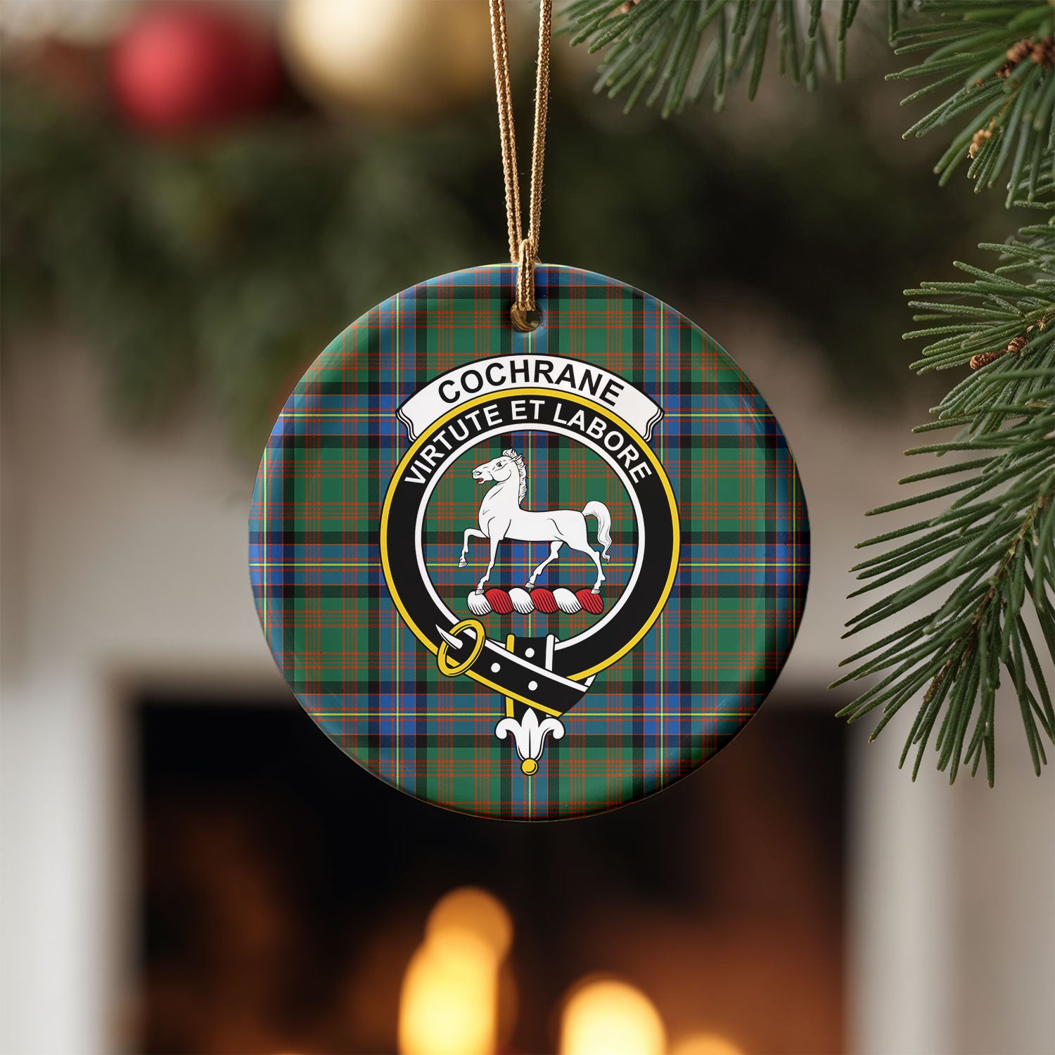 Cochrane Ancient Tartan Crest Christmas Ceramic Ornament