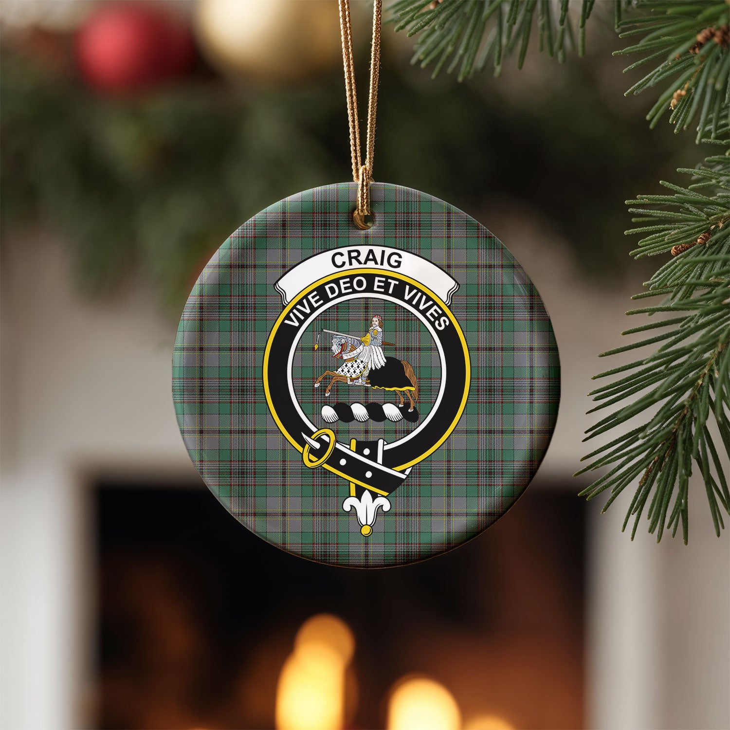 Craig Tartan Crest Christmas Ceramic Ornament