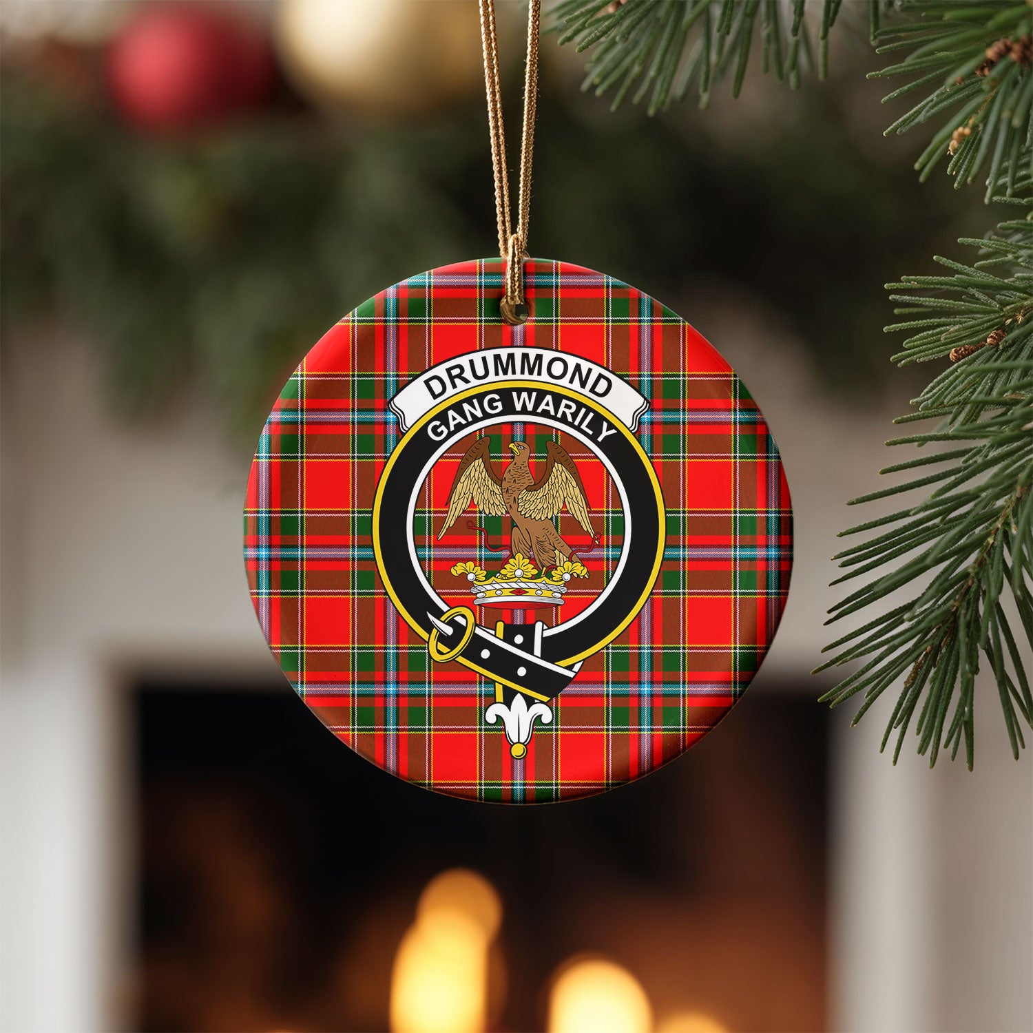 Drummond of Perth Tartan Crest Christmas Ceramic Ornament