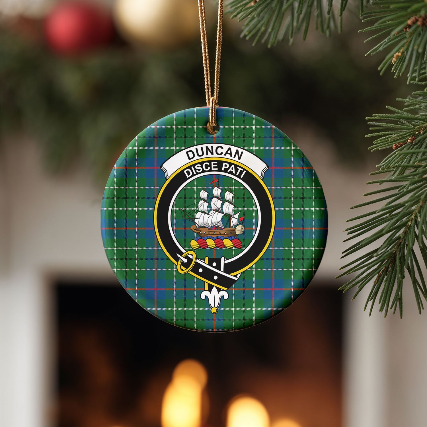 Duncan Ancient Tartan Crest Christmas Ceramic Ornament