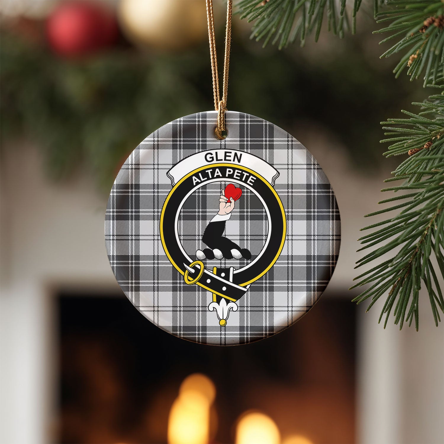 Glen Tartan Crest Christmas Ceramic Ornament