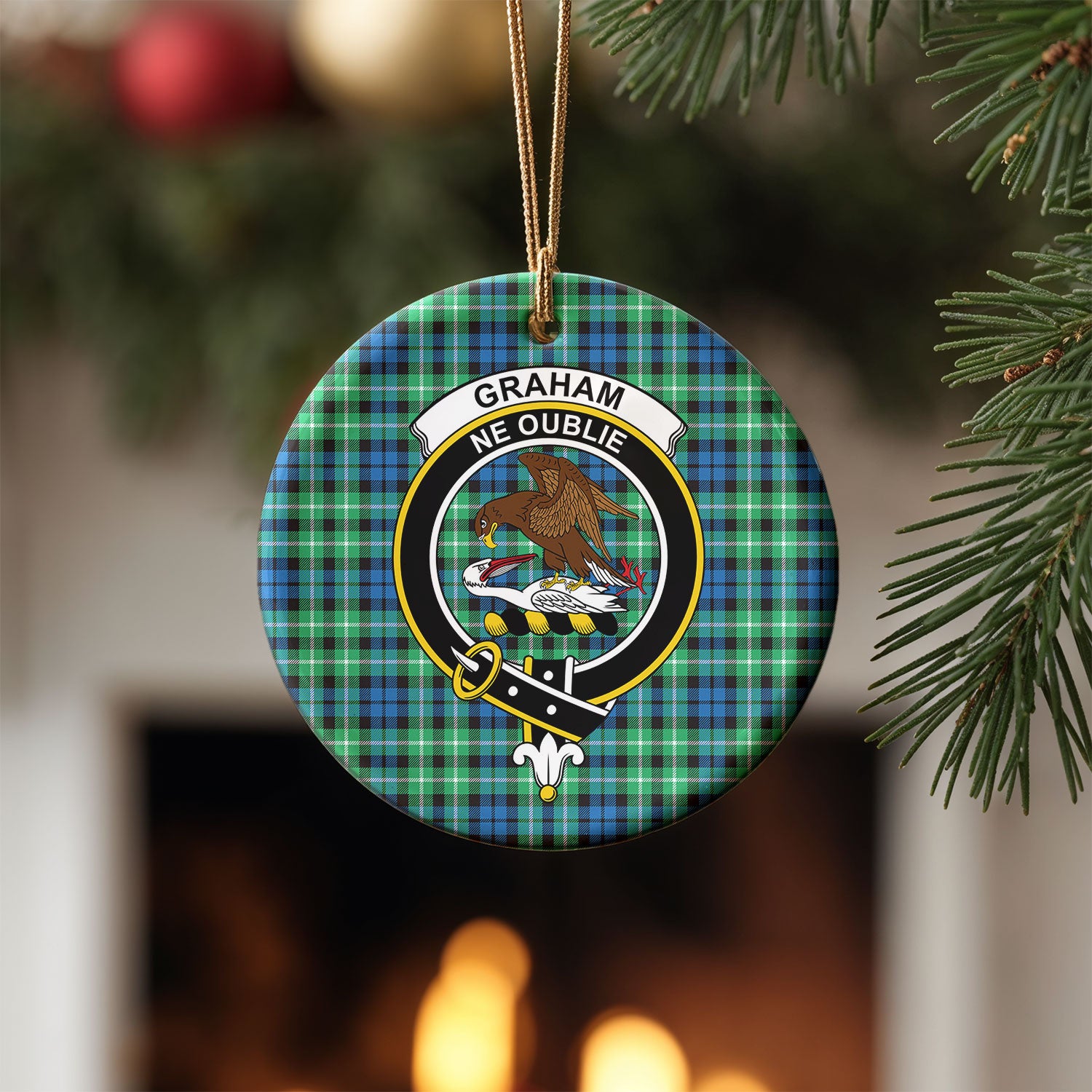 Graham of Montrose Ancient Tartan Crest Christmas Ceramic Ornament