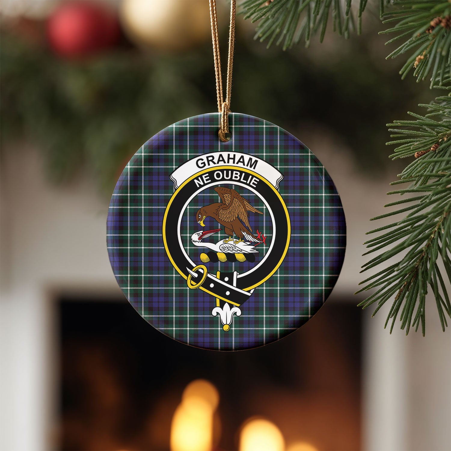 Graham of Montrose Modern Tartan Crest Christmas Ceramic Ornament