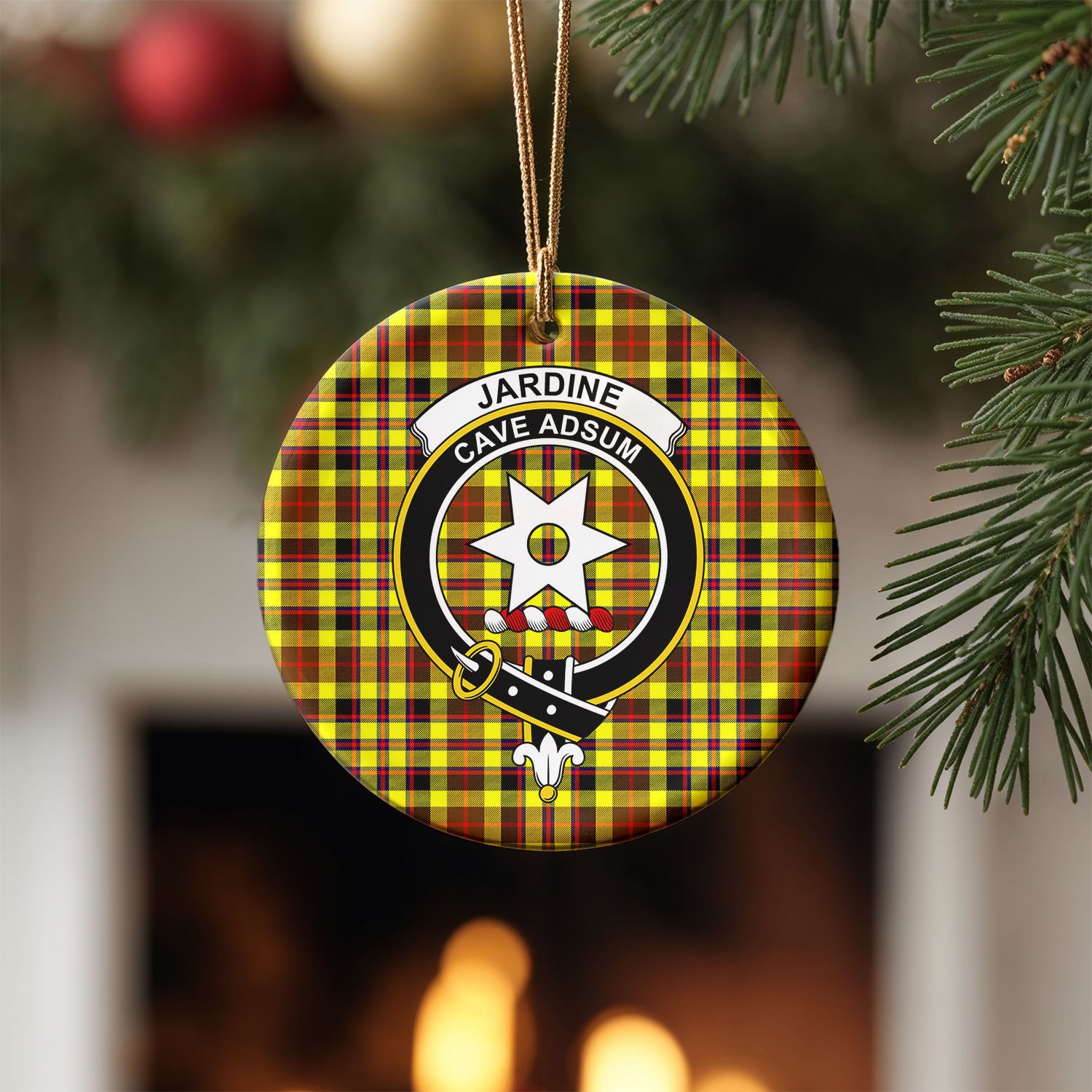 Jardine Tartan Crest Christmas Ceramic Ornament