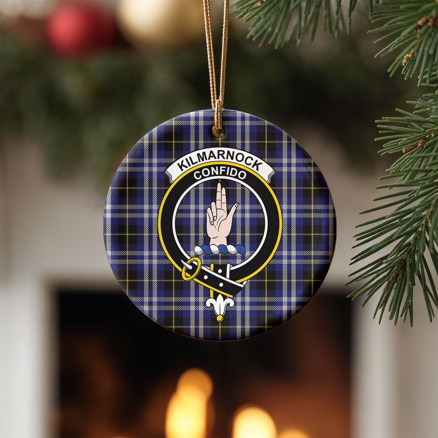 Kilmarnock Tartan Crest Christmas Ceramic Ornament