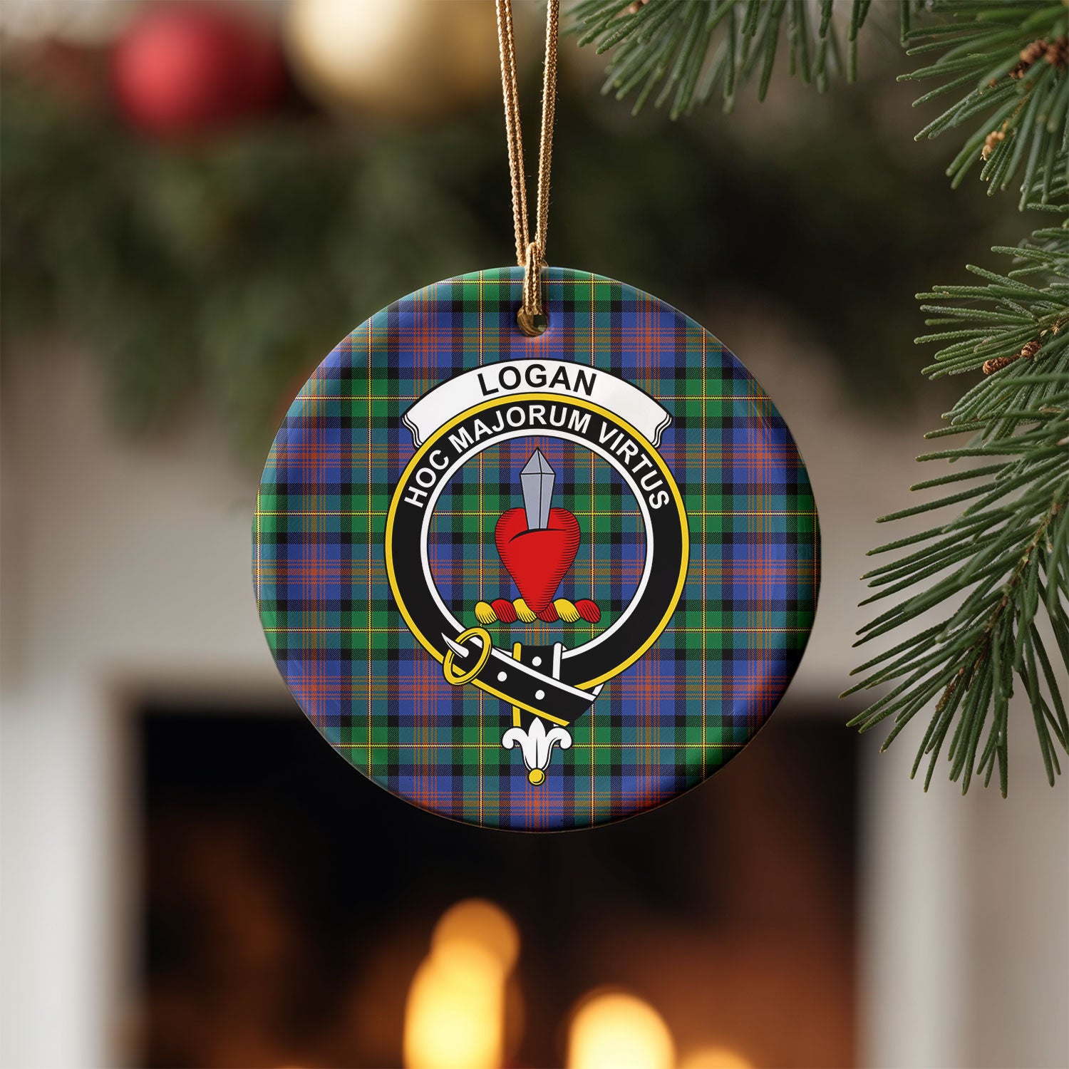 Logan Ancient Tartan Crest Christmas Ceramic Ornament