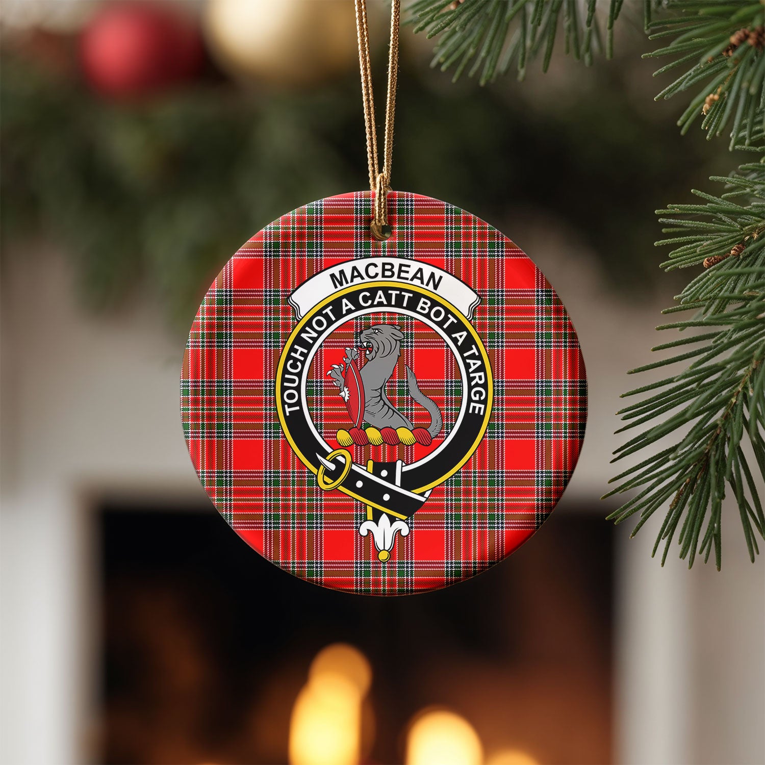 MacBean Tartan Crest Christmas Ceramic Ornament