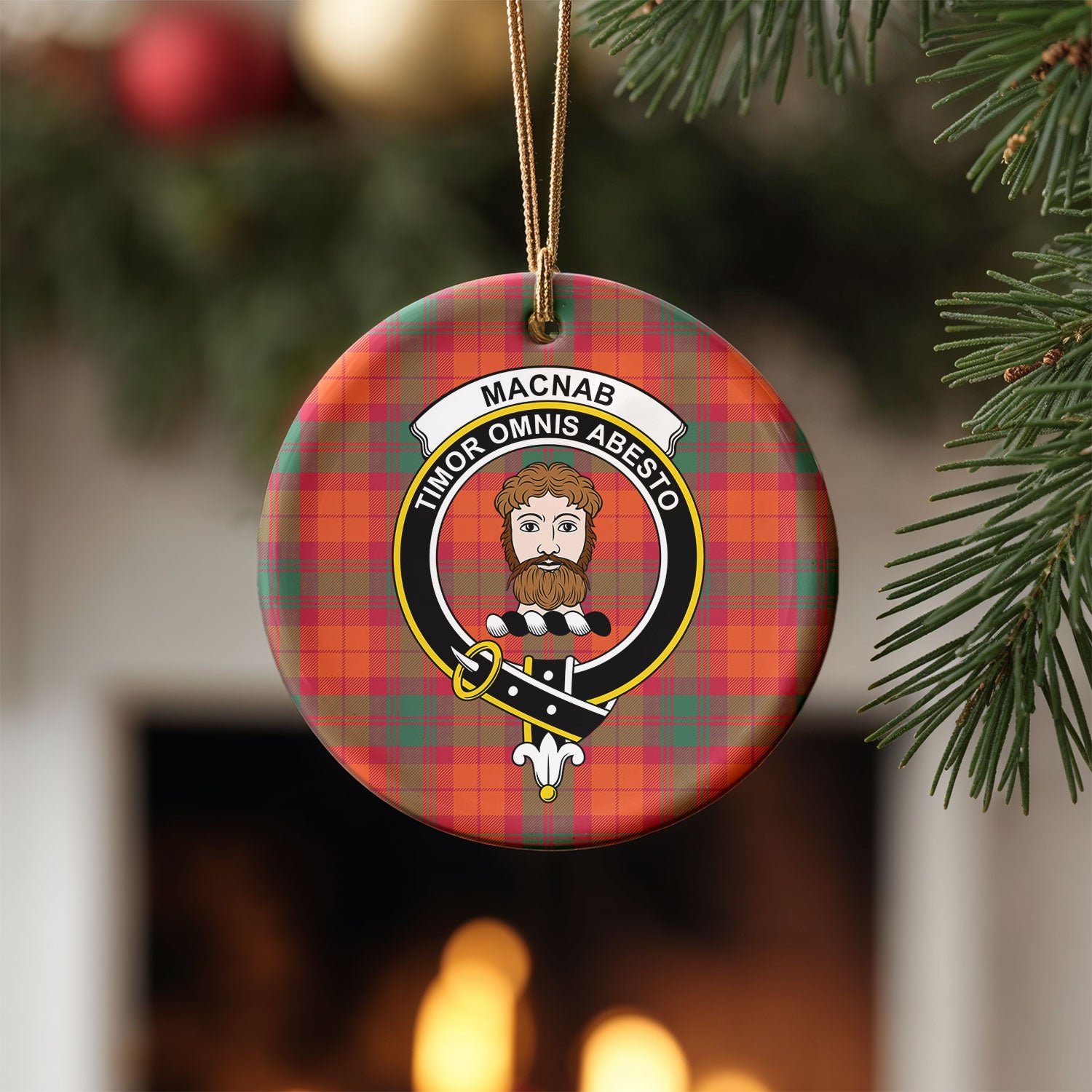 MacNab Ancient Tartan Crest Christmas Ceramic Ornament