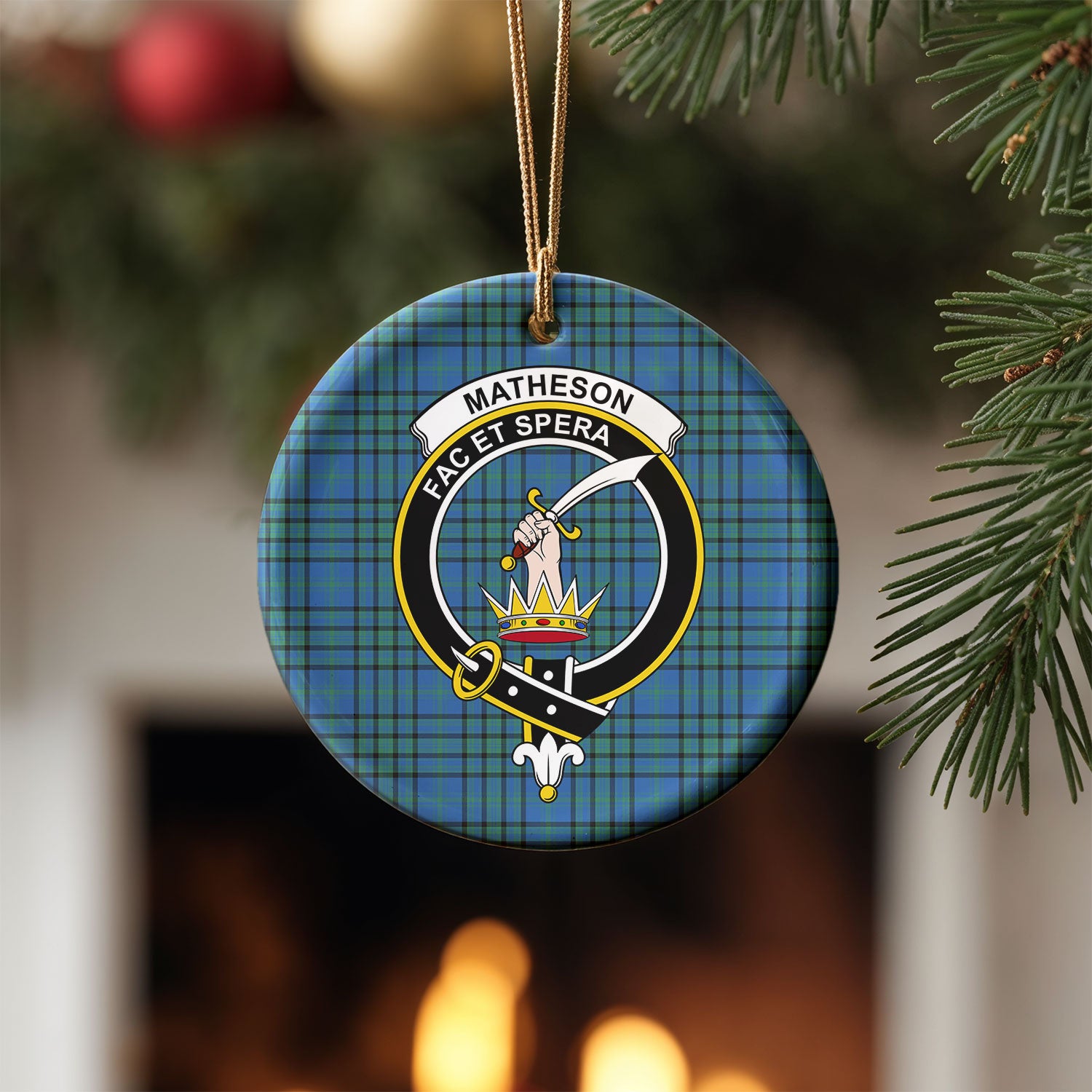 Matheson Hunting Ancient Tartan Crest Christmas Ceramic Ornament