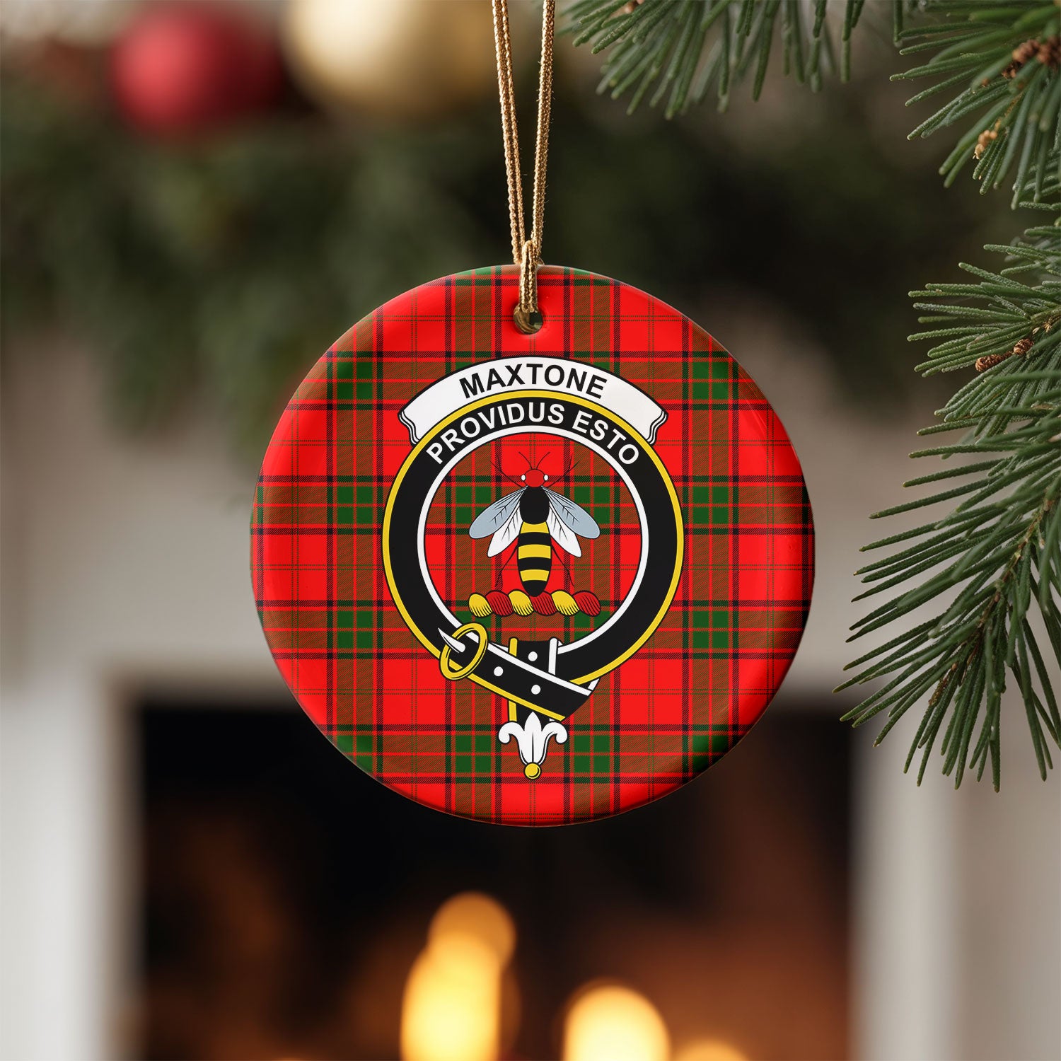 Maxtone Tartan Crest Christmas Ceramic Ornament