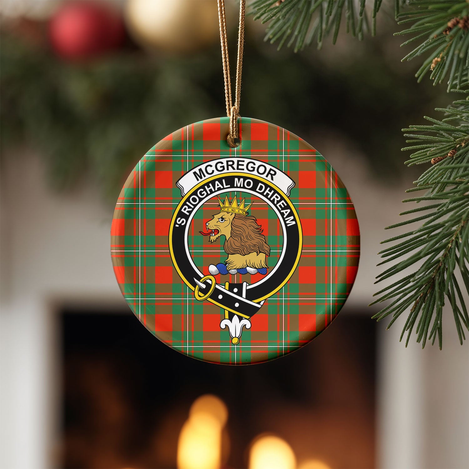 McGregor Ancient Tartan Crest Christmas Ceramic Ornament