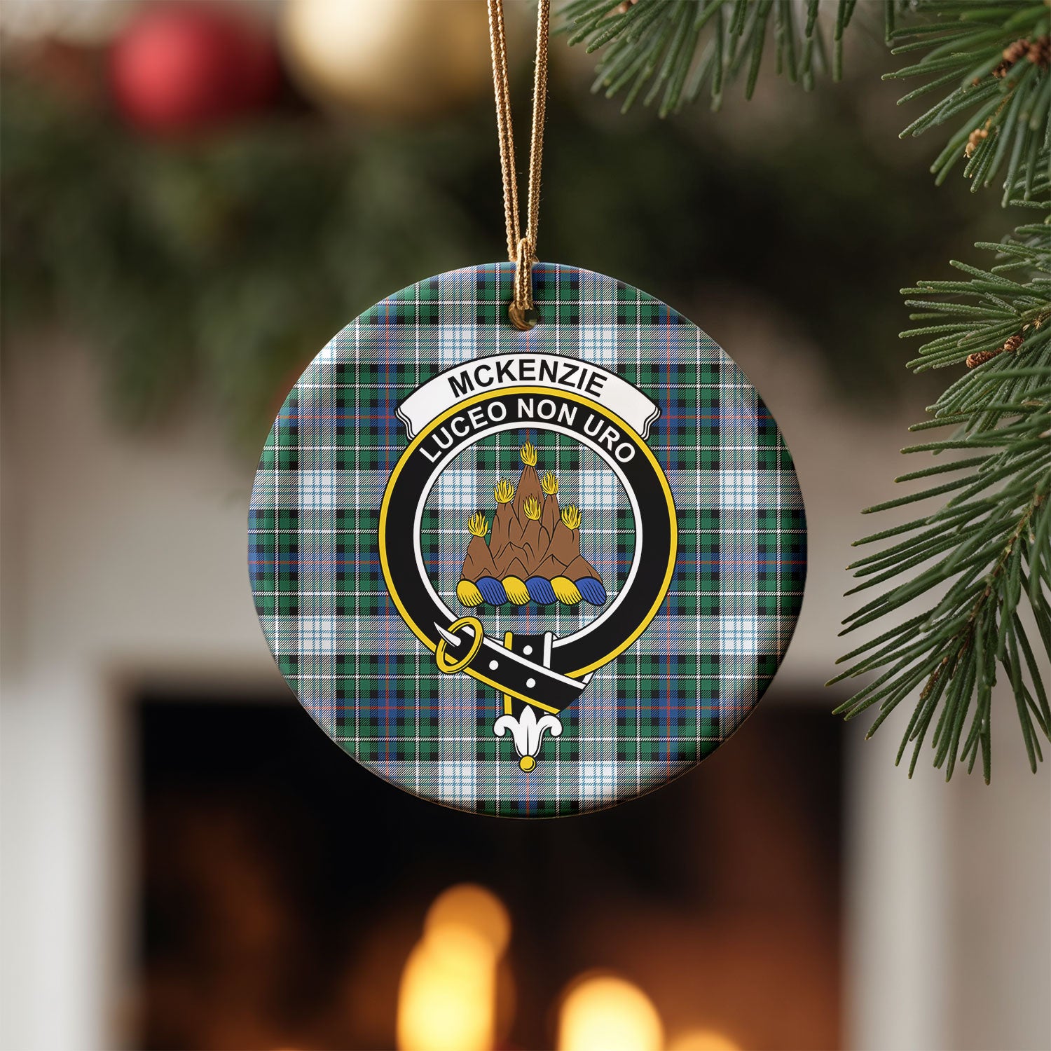 McKenzie Dress Ancient Tartan Crest Christmas Ceramic Ornament