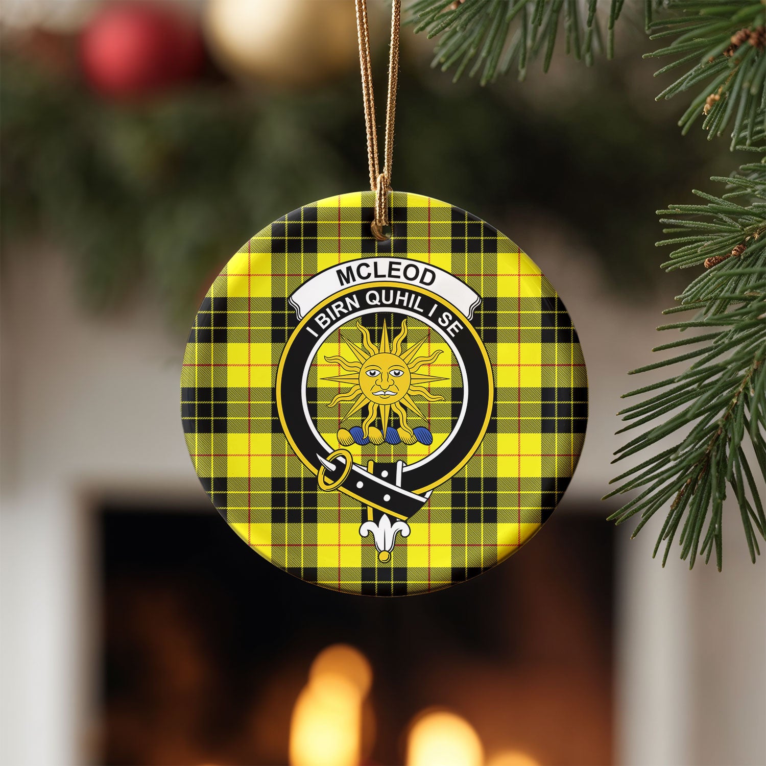 McLeod of Lewis Modern Tartan Crest Christmas Ceramic Ornament
