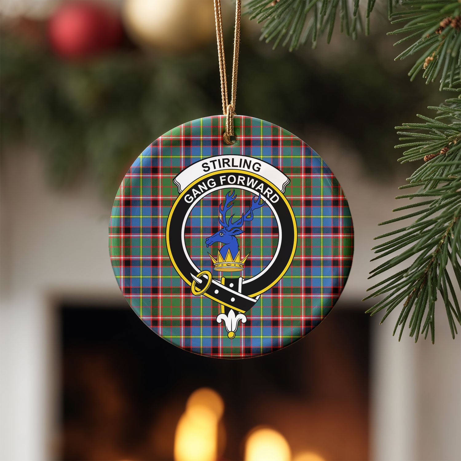Stirling (of Cadder-Present Chief) Tartan Crest Christmas Ceramic Ornament