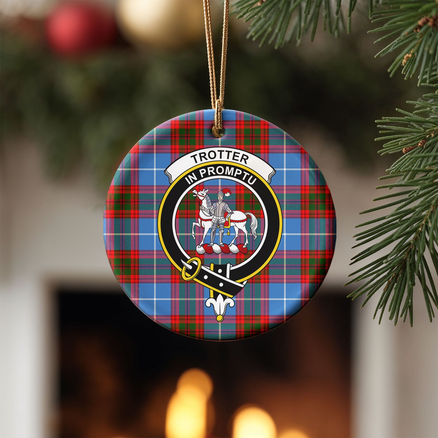 Trotter Tartan Crest Christmas Ceramic Ornament