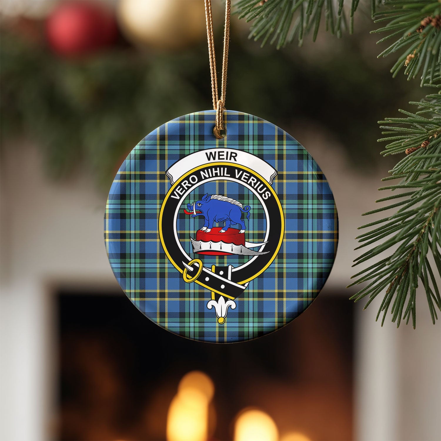 Weir Ancient Tartan Crest Christmas Ceramic Ornament