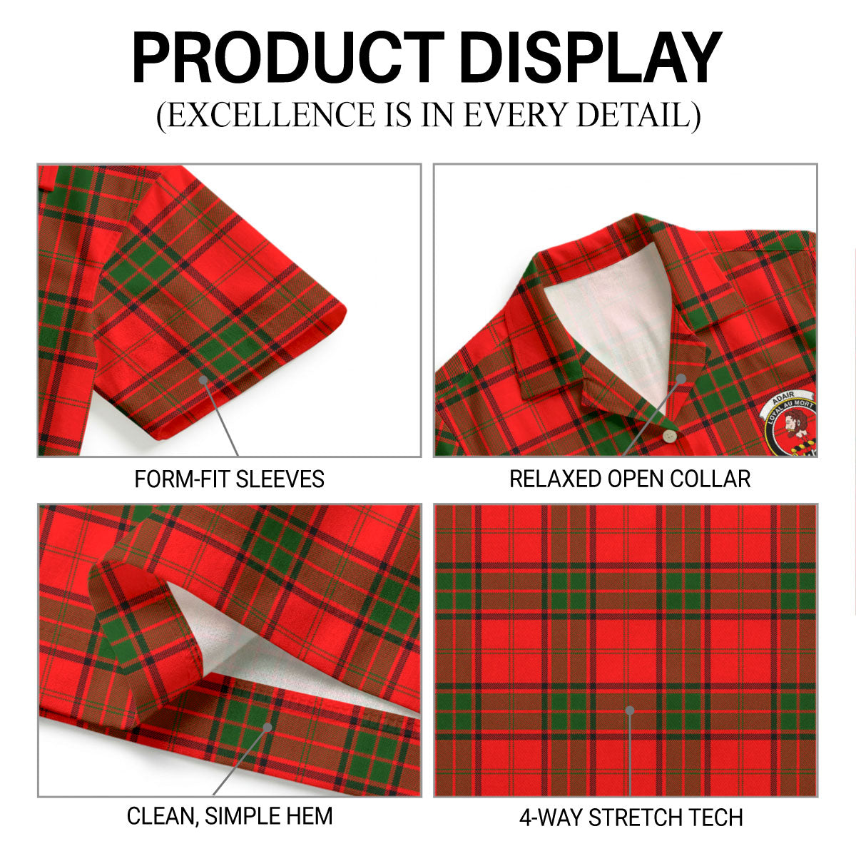 Adair Modern Tartan Crest Hawaiian Shirt