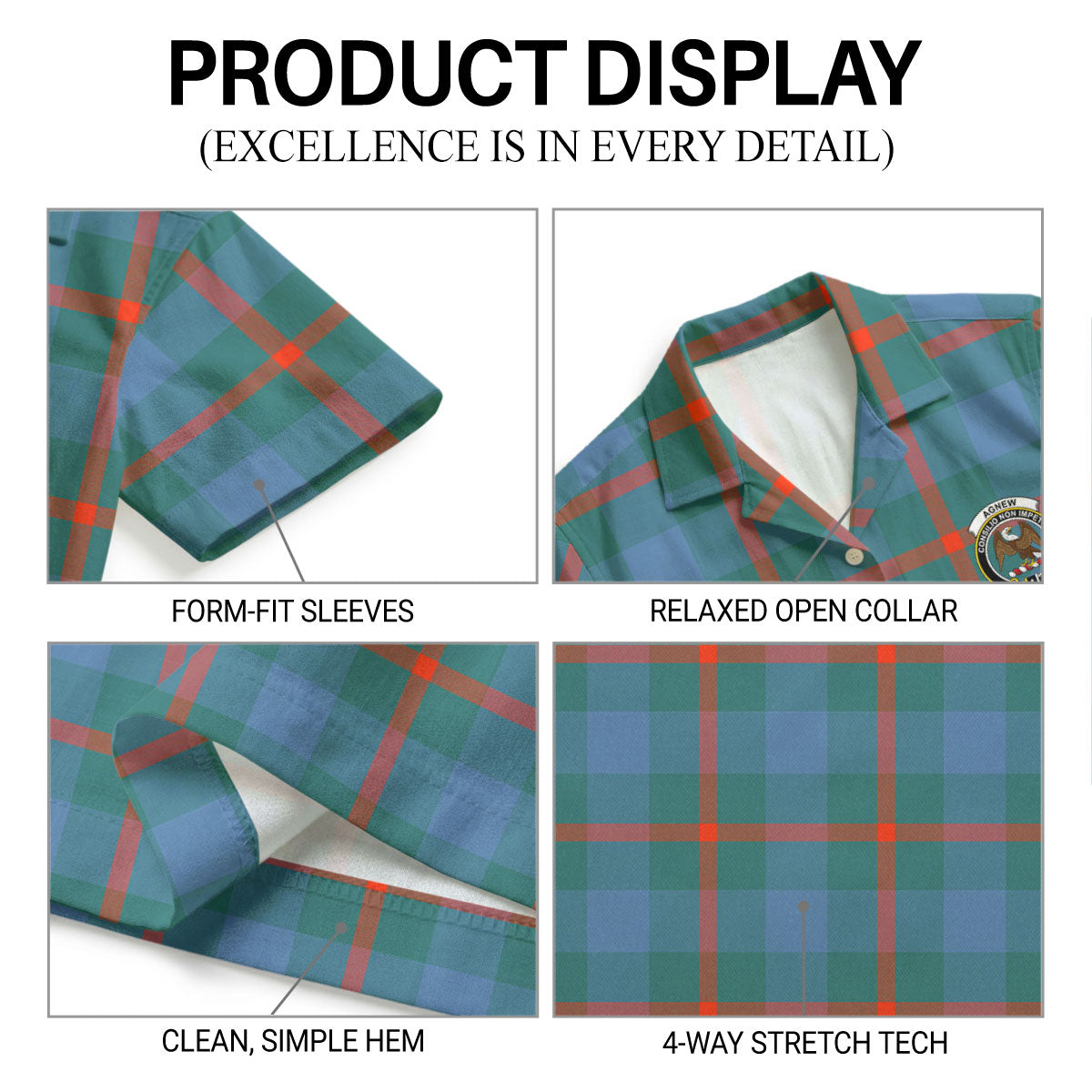 Agnew Ancient Tartan Crest Hawaiian Shirt