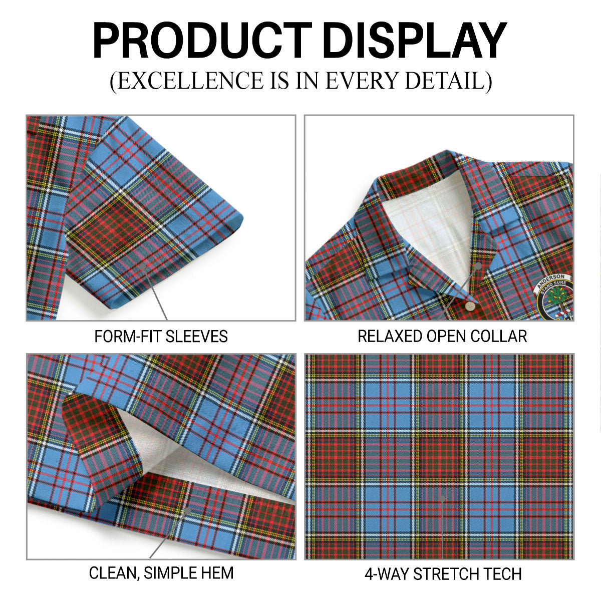 Anderson Modern Tartan Crest Hawaiian Shirt