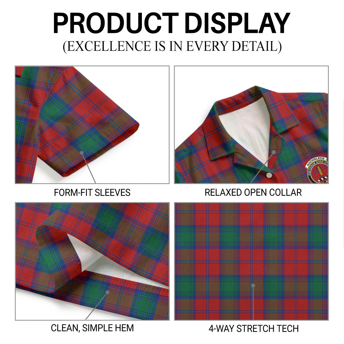 Auchinleck Tartan Crest Hawaiian Shirt