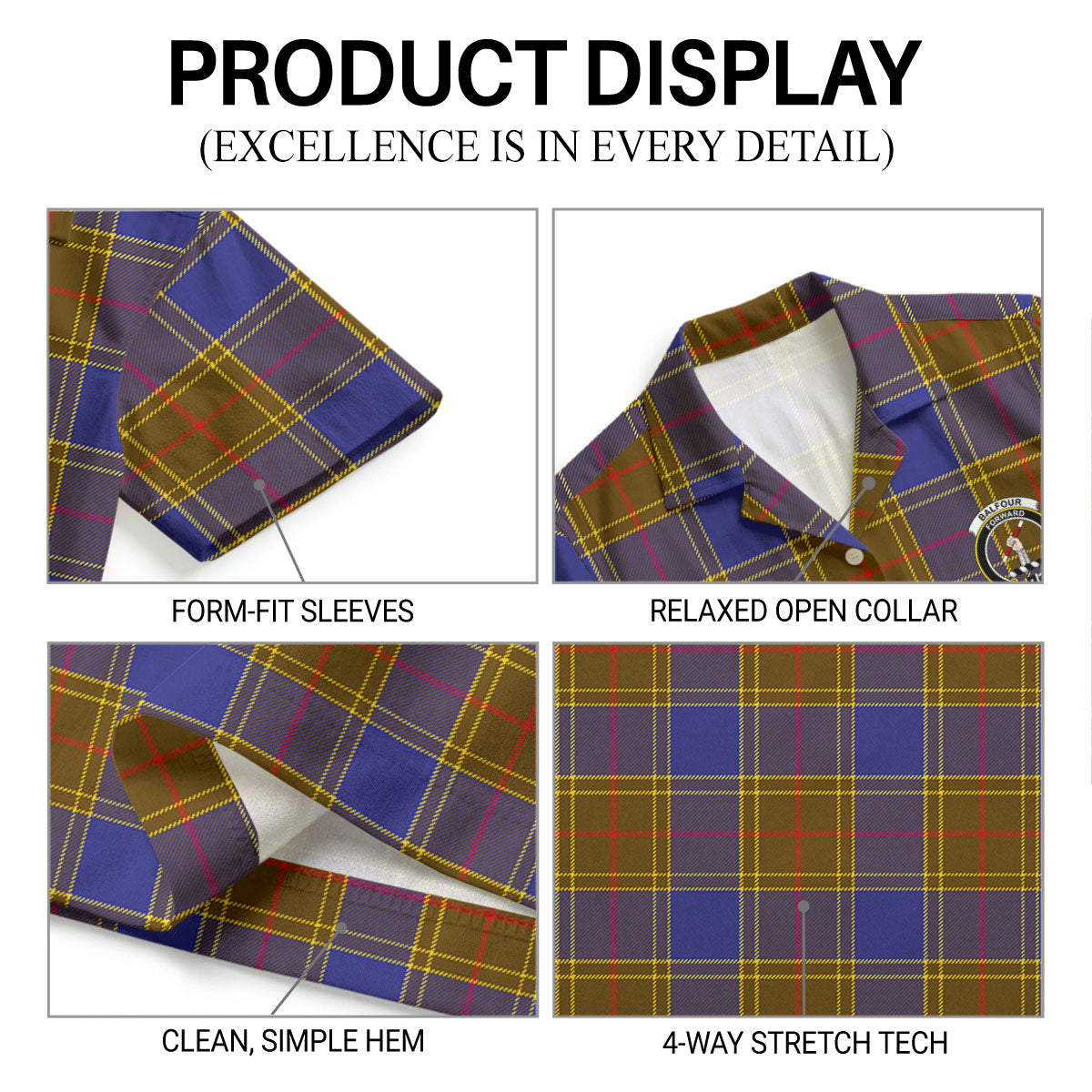Balfour Modern Tartan Crest Hawaiian Shirt