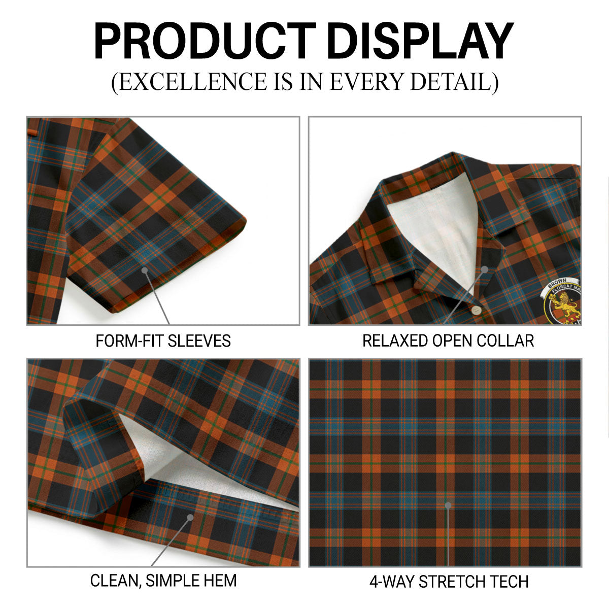 Brown Ancient Tartan Crest Hawaiian Shirt