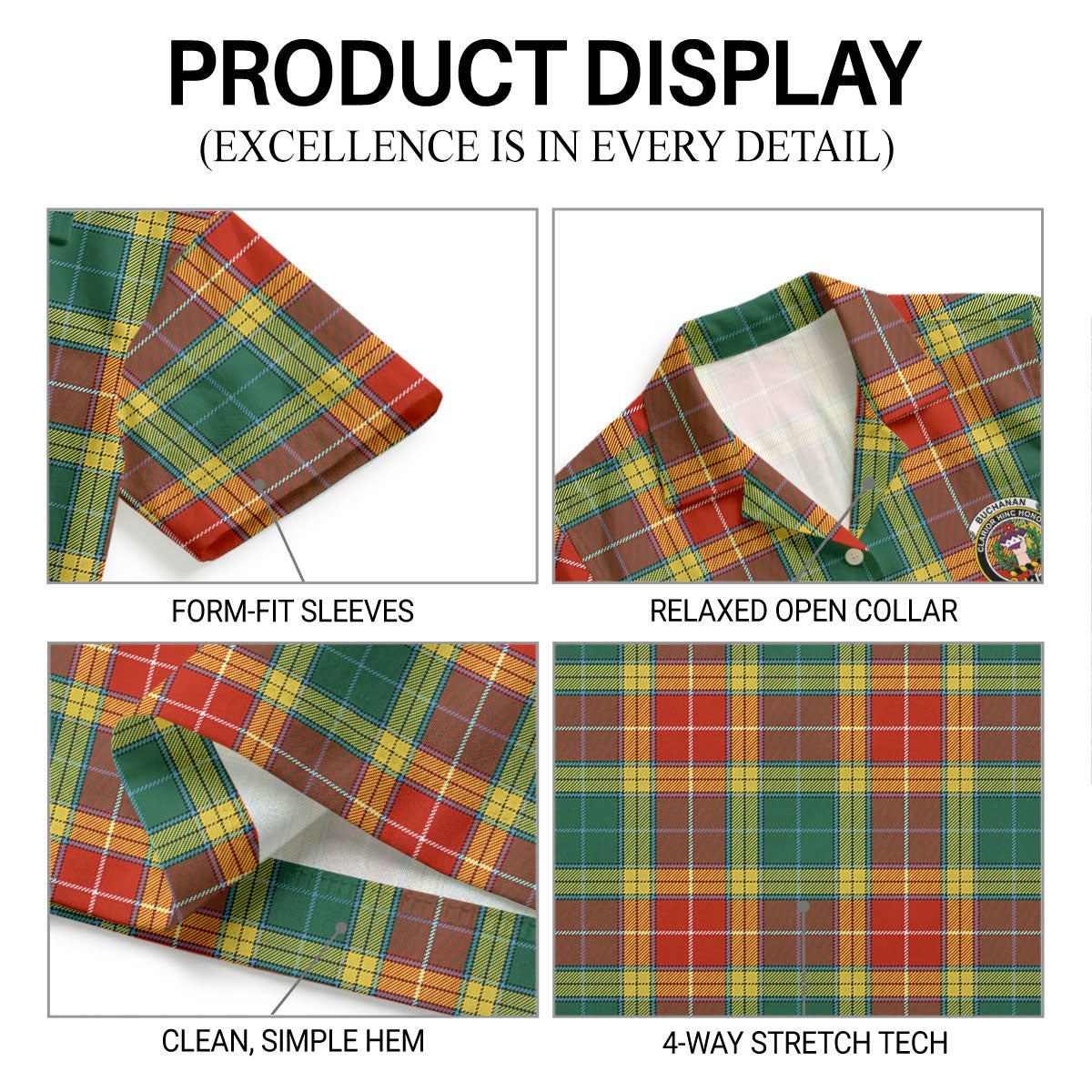 Buchanan Old Sett Tartan Crest Hawaiian Shirt