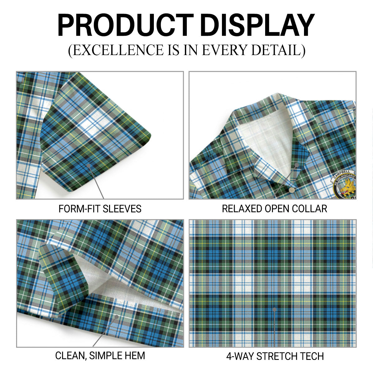 Campbell Dress Ancient Tartan Crest Hawaiian Shirt