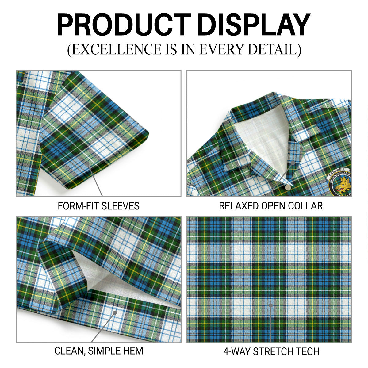 Campbell Dress Tartan Crest Hawaiian Shirt