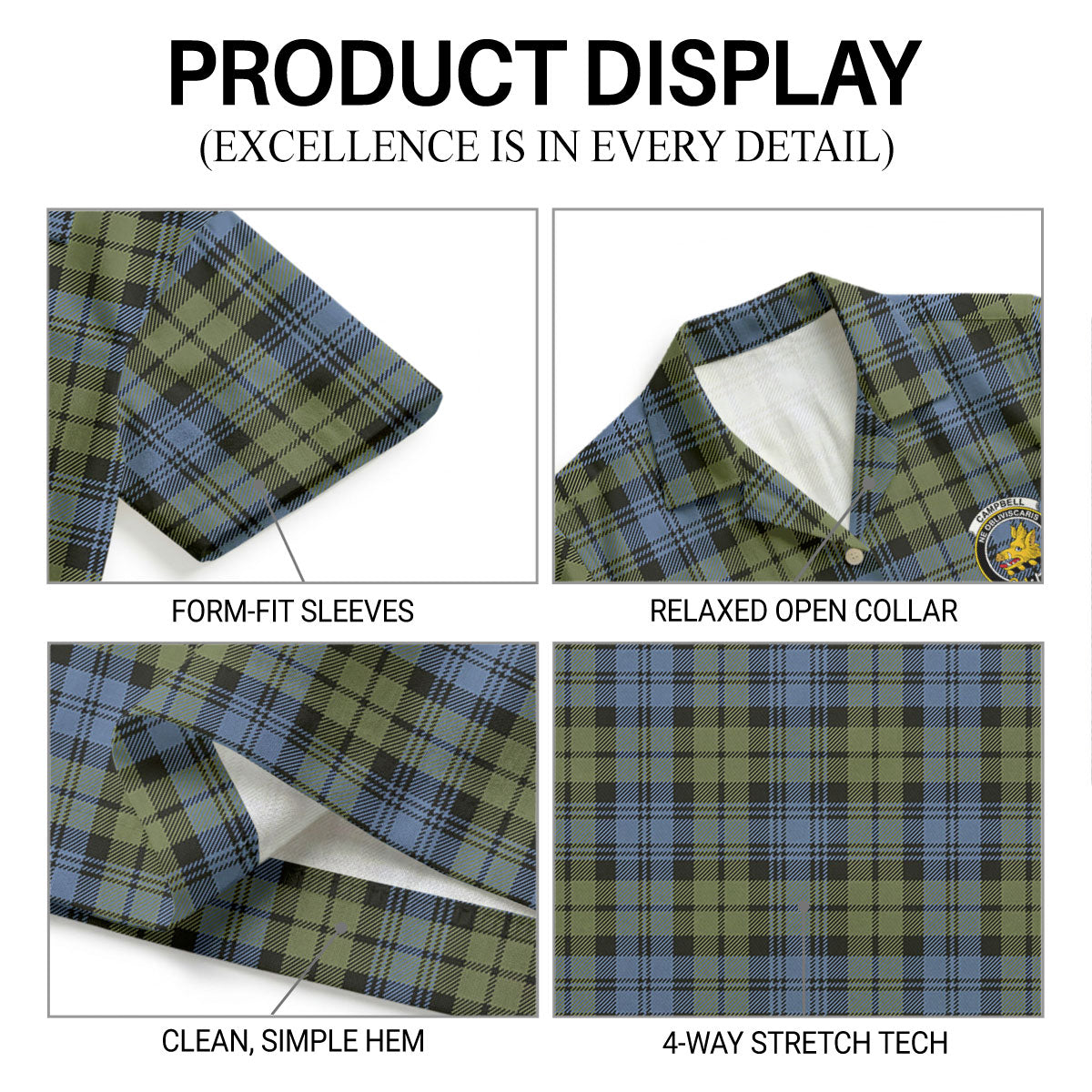 Campbell Faded Tartan Crest Hawaiian Shirt