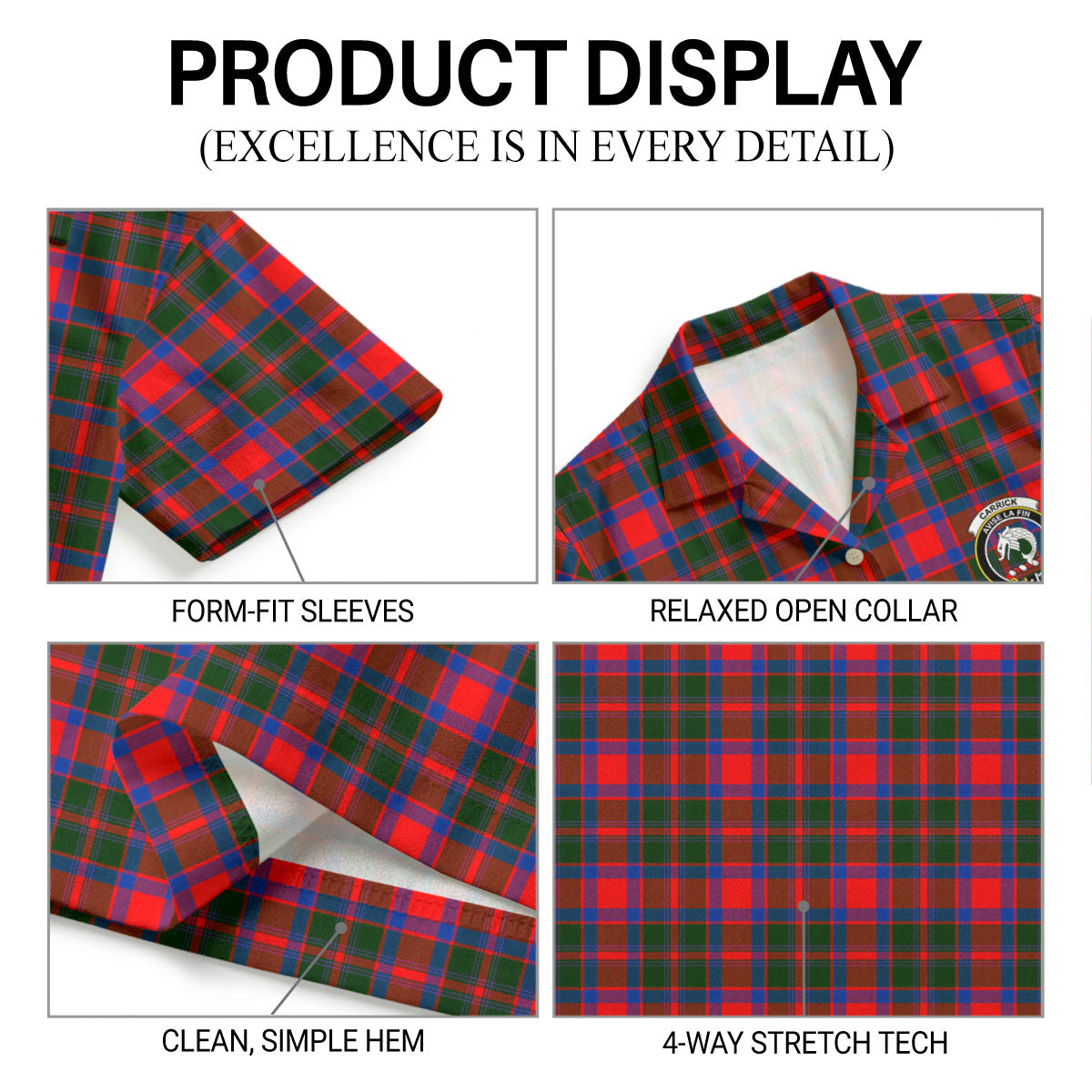 Carrick District Tartan Crest Hawaiian Shirt