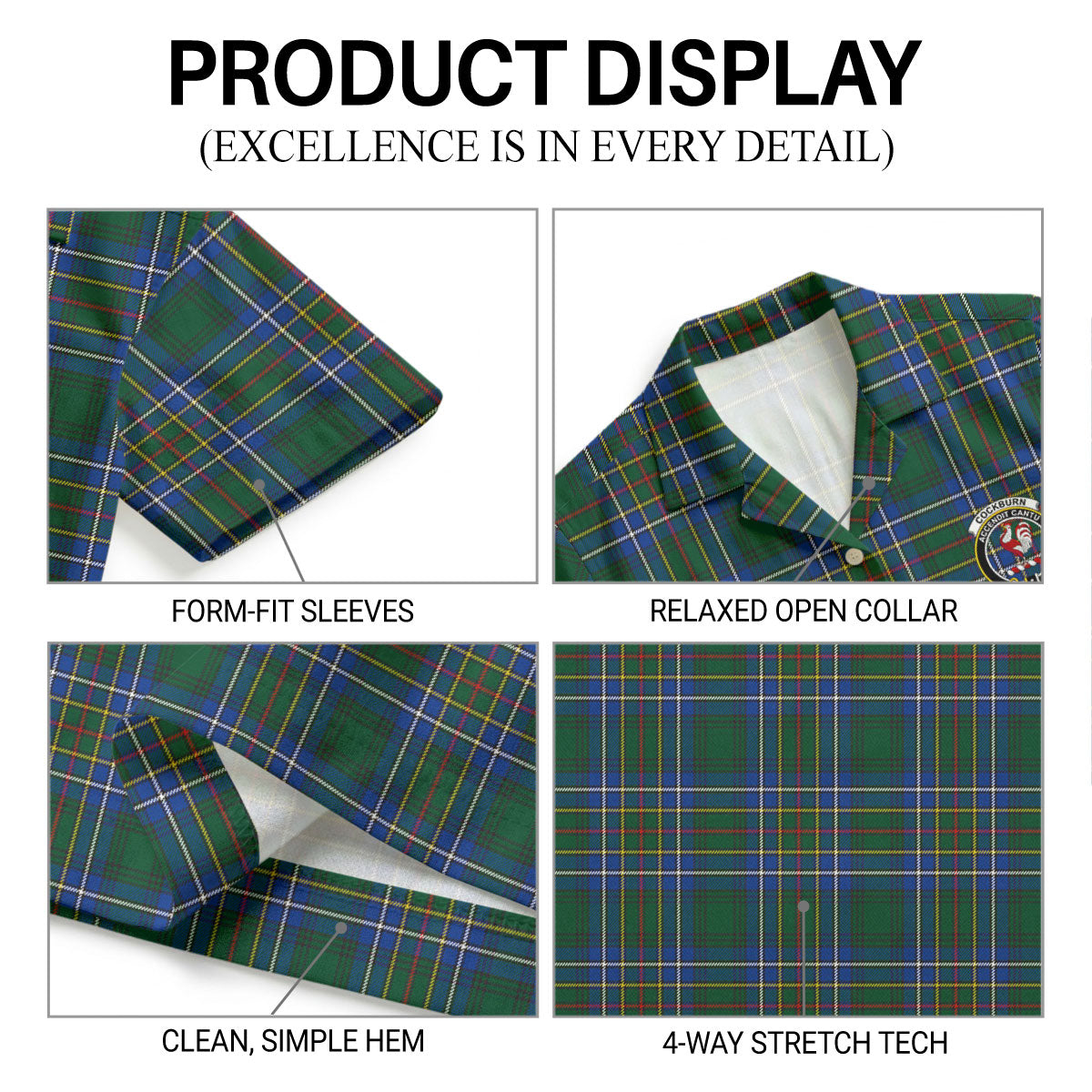 Cockburn Ancient Tartan Crest Hawaiian Shirt